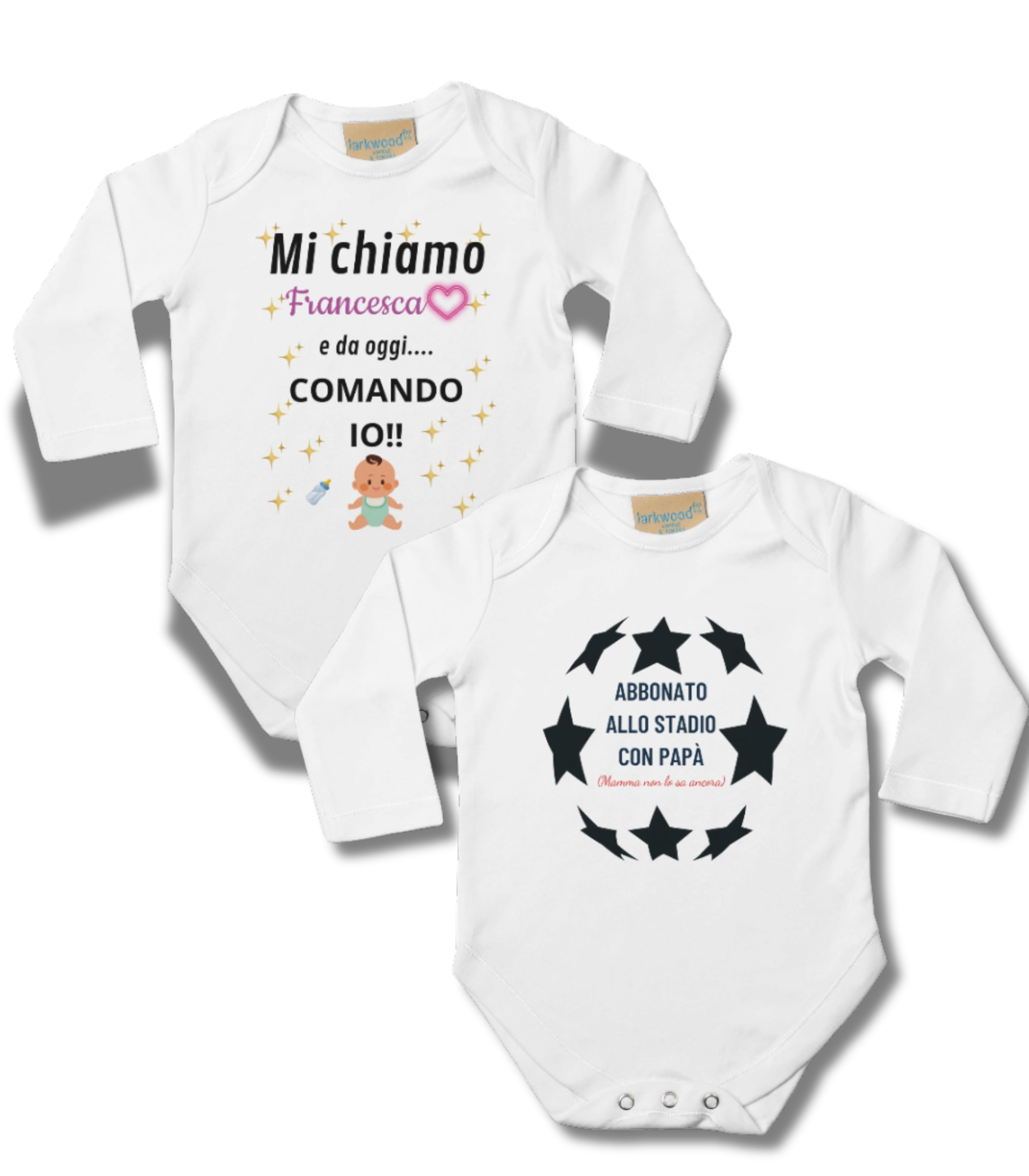 Body per neonati e bambini con grafiche divertenti e frasi dolci. Ideali per nascita, battesimo o regalo originale. Tessuti morbidi e design pensati per il comfort dei più piccoli. Perfetti per mamme, papà e baby shower.
