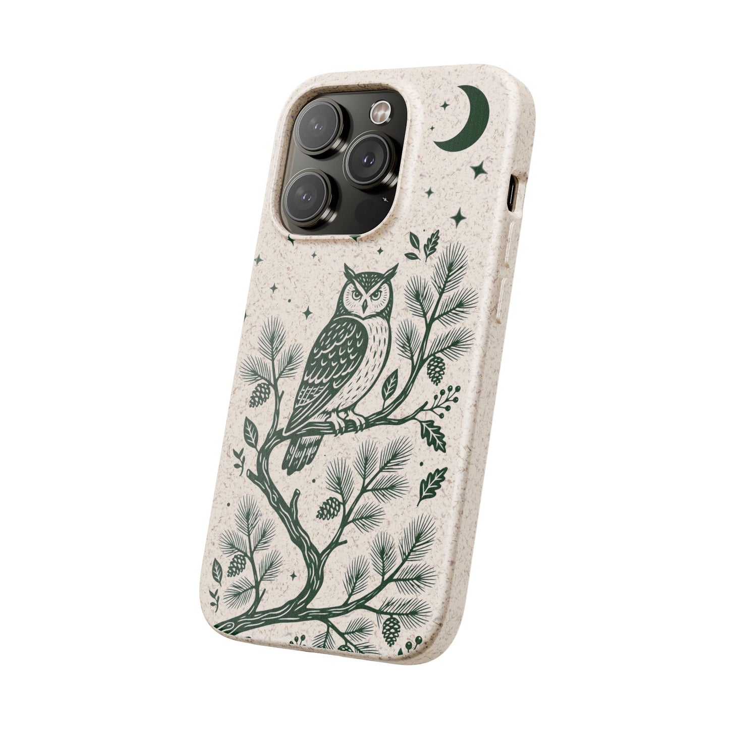 Cover Bio iphone Originale Gufo "Foresta Notturna" - Custodia Eco in Bambù & PLA