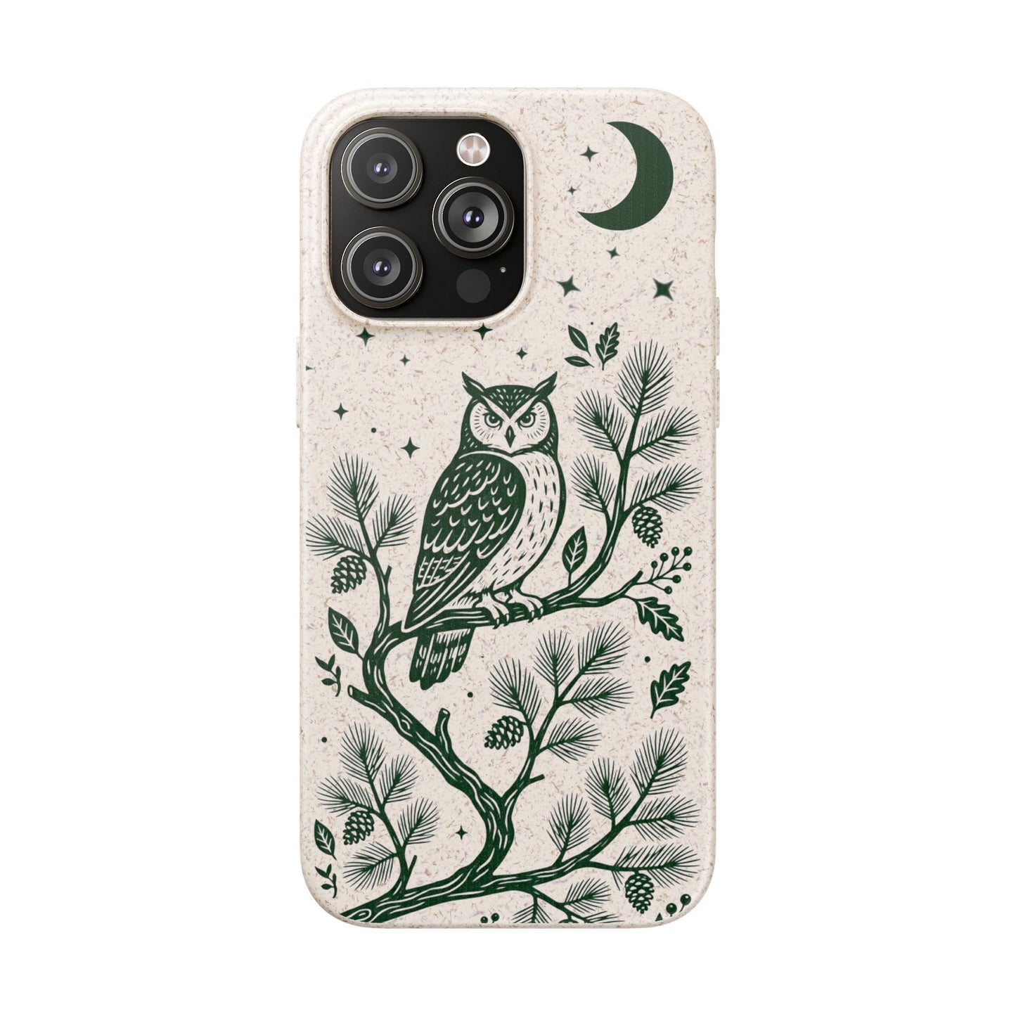 Cover Bio iphone Originale Gufo "Foresta Notturna" - Custodia Eco in Bambù & PLA