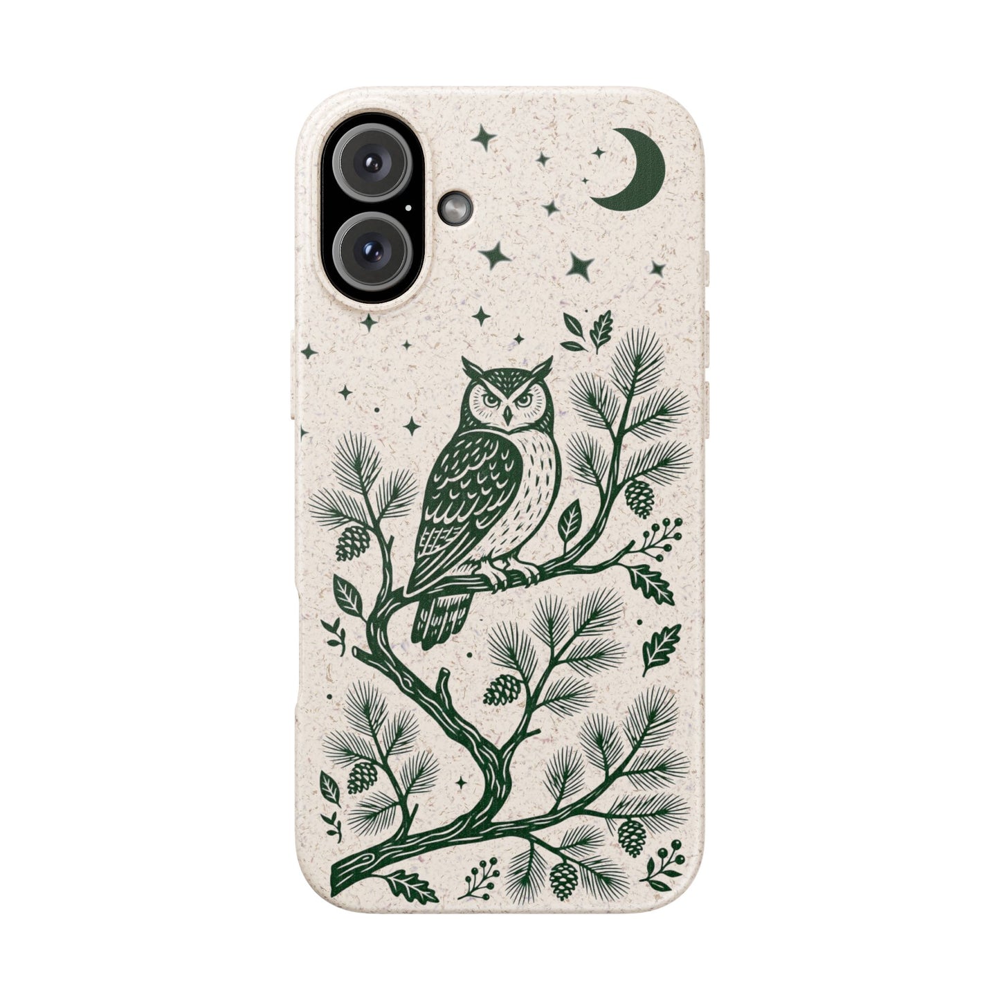 Cover Bio iphone Originale Gufo "Foresta Notturna" - Custodia Eco in Bambù & PLA