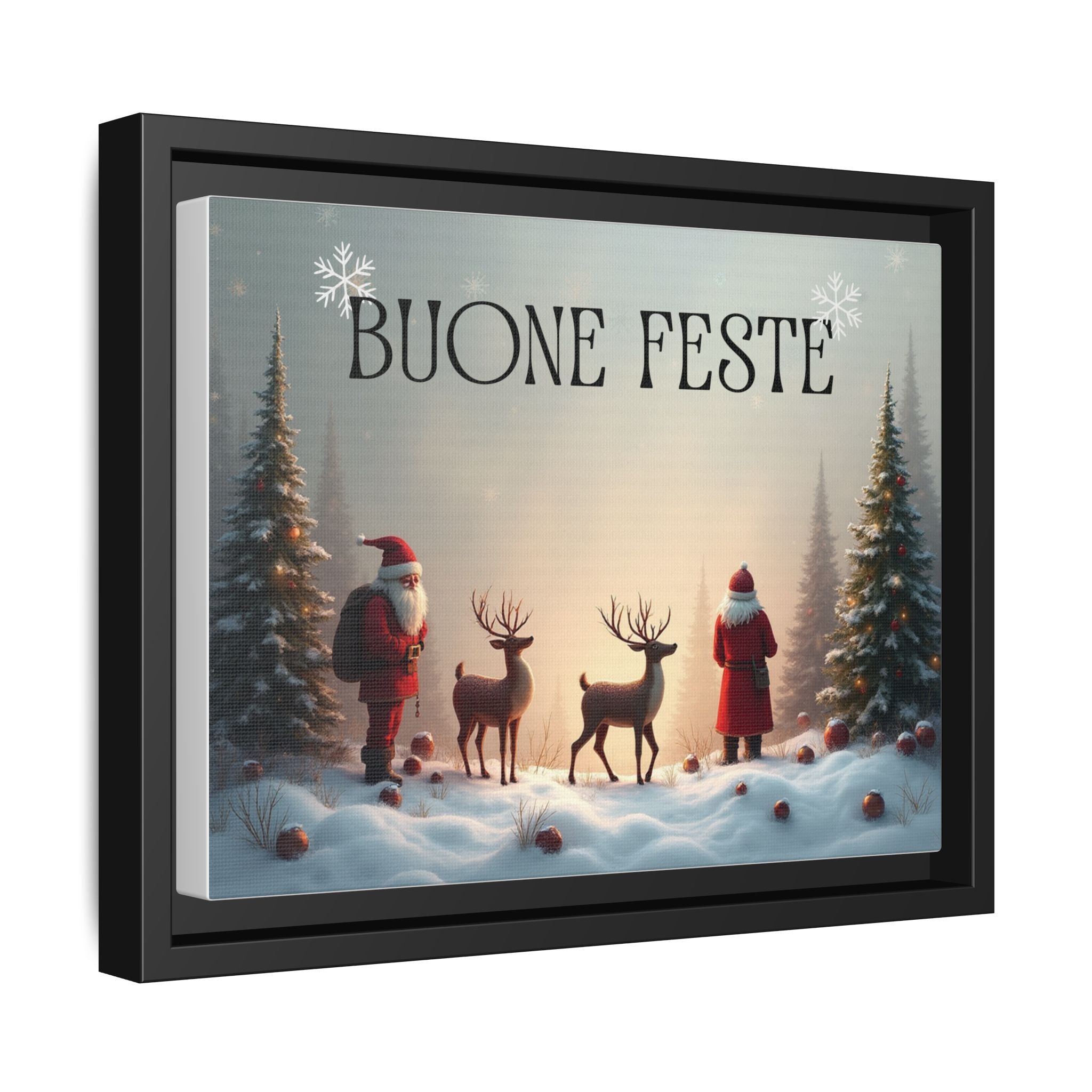 Quadro su Tela Natale Originale "Buone Feste" (Incorniciato)