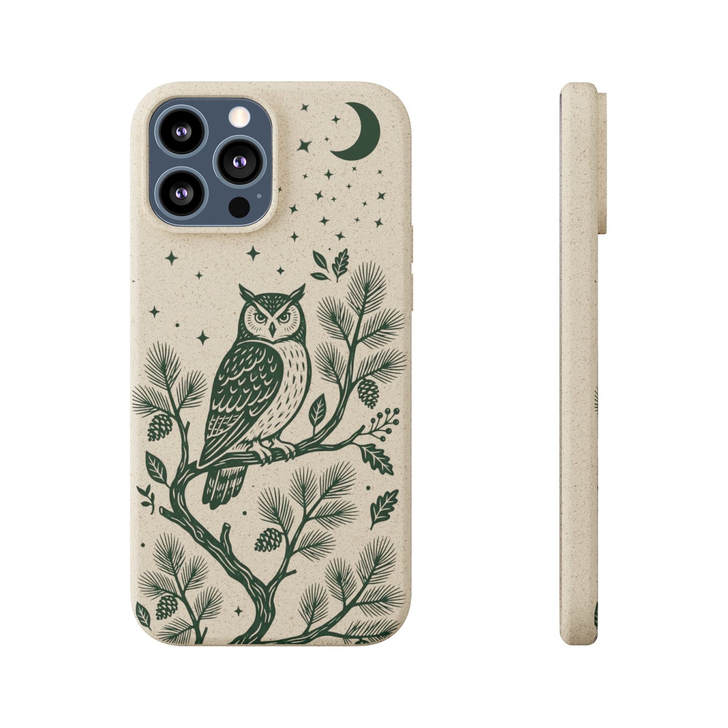 Cover Bio iphone Originale Gufo "Foresta Notturna" - Custodia Eco in Bambù & PLA
