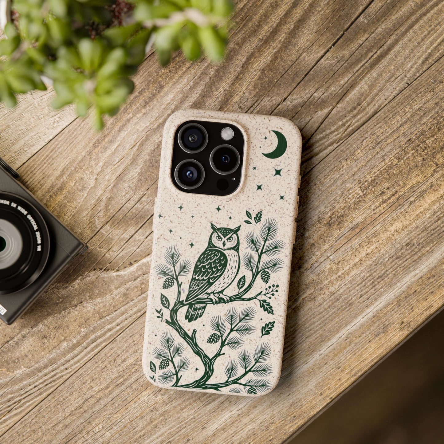 Cover Bio iphone Originale Gufo "Foresta Notturna" - Custodia Eco in Bambù & PLA