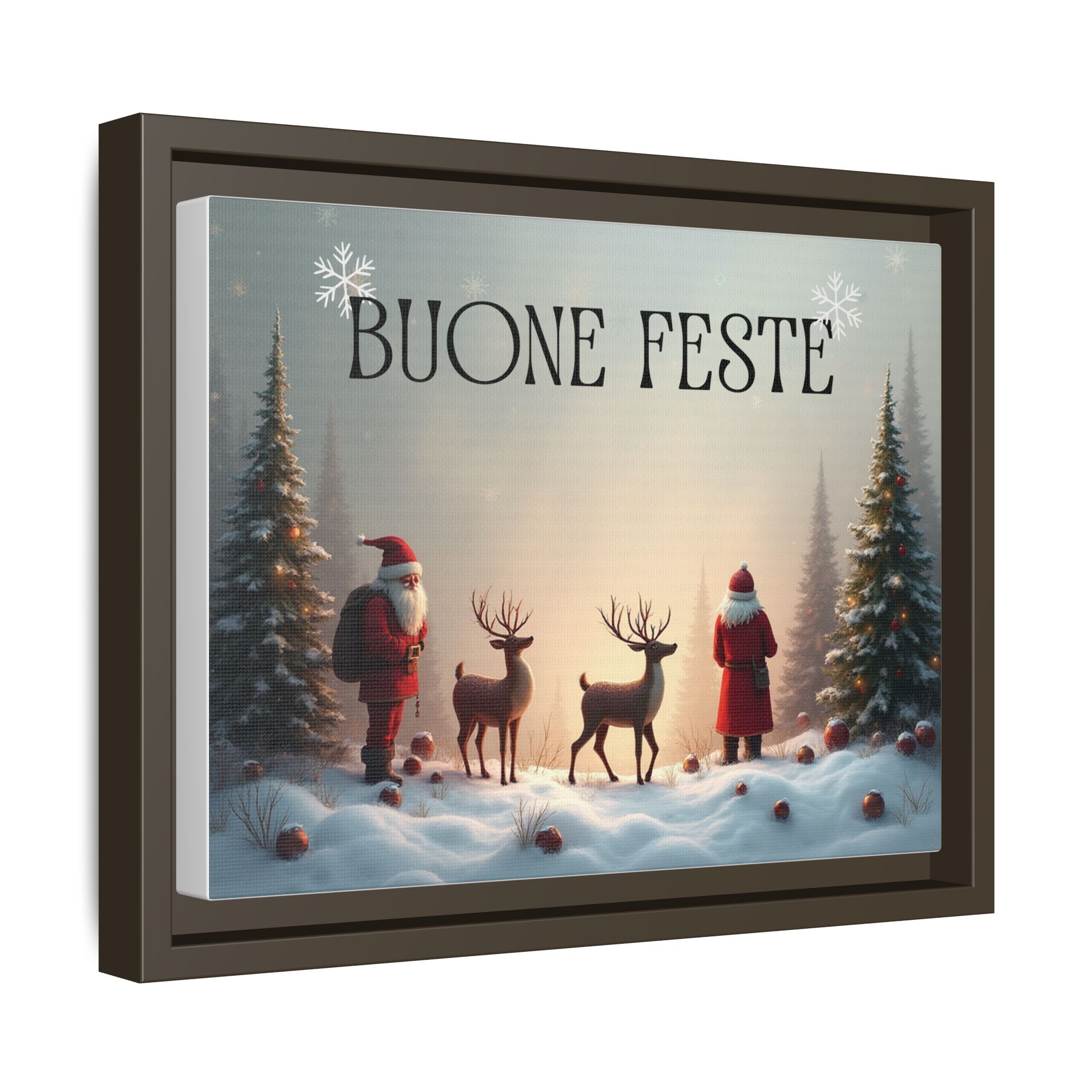 Quadro su Tela Natale Originale "Buone Feste" (Incorniciato)