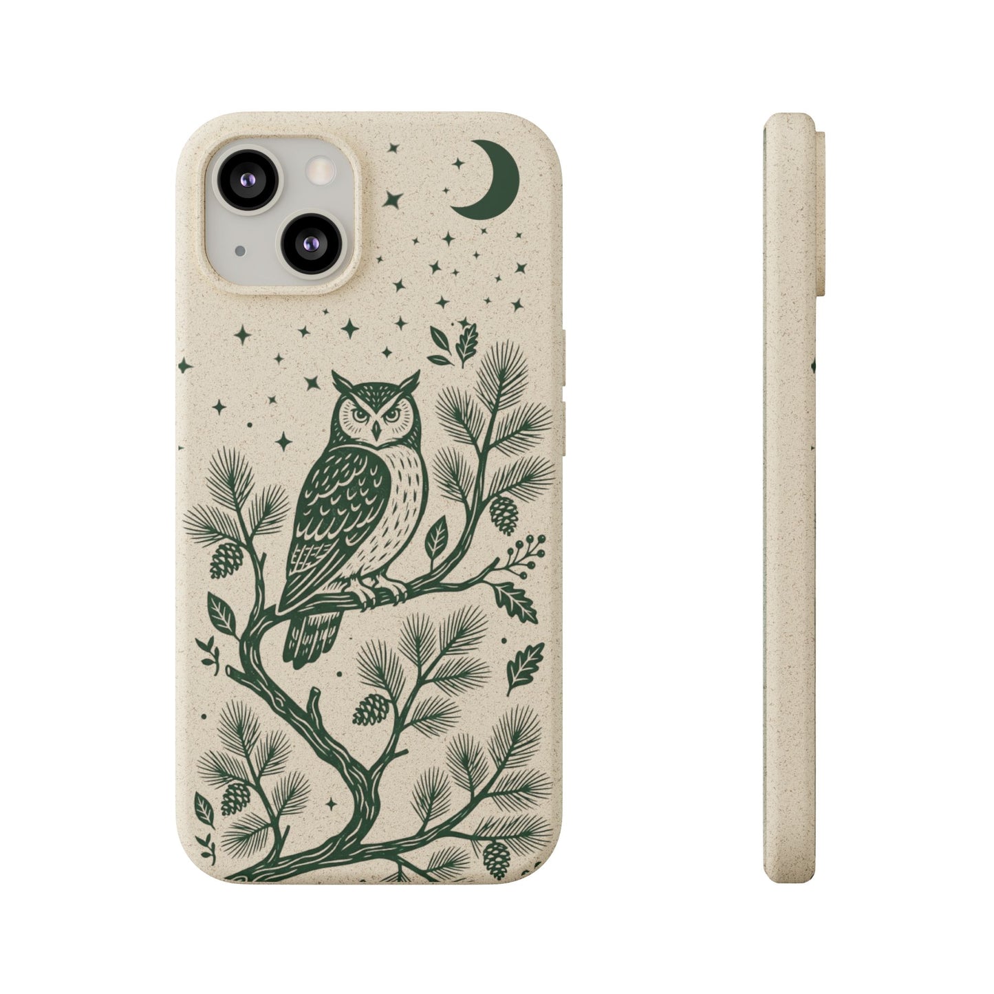 Cover Bio iphone Originale Gufo "Foresta Notturna" - Custodia Eco in Bambù & PLA