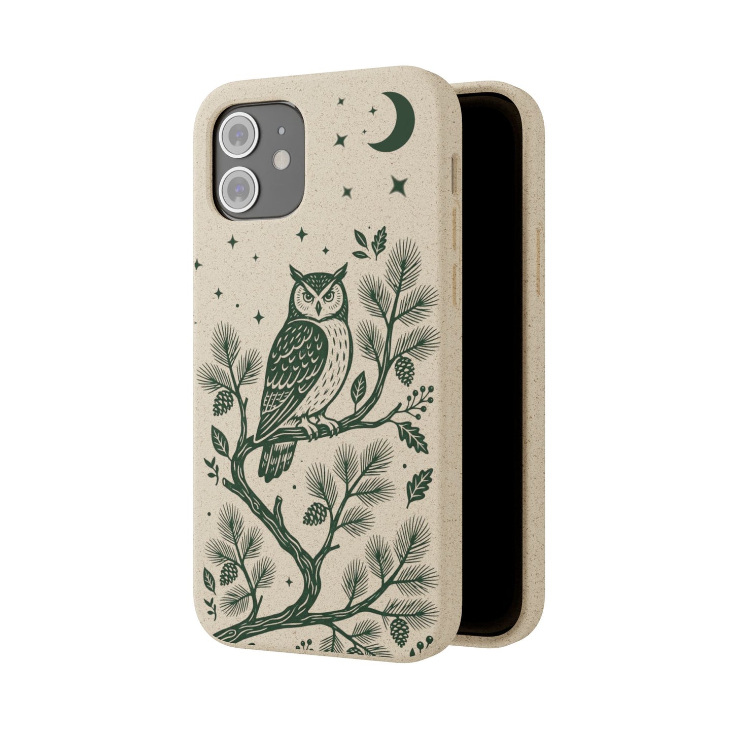 Cover Bio iphone Originale Gufo "Foresta Notturna" - Custodia Eco in Bambù & PLA