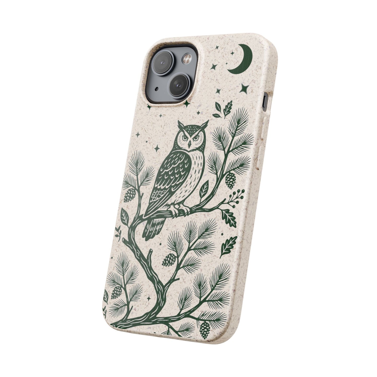 Cover Bio iphone Originale Gufo "Foresta Notturna" - Custodia Eco in Bambù & PLA