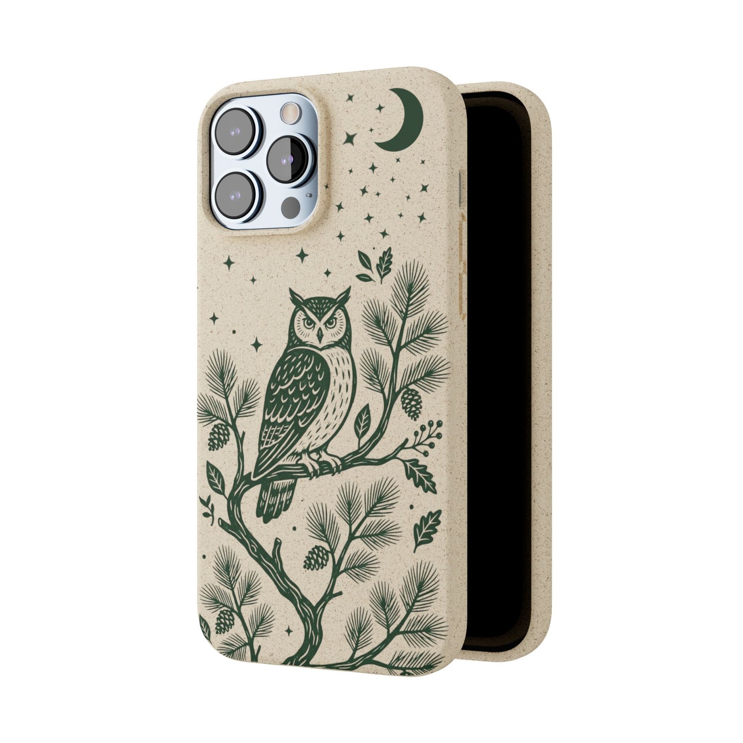 Cover Bio iphone Originale Gufo "Foresta Notturna" - Custodia Eco in Bambù & PLA