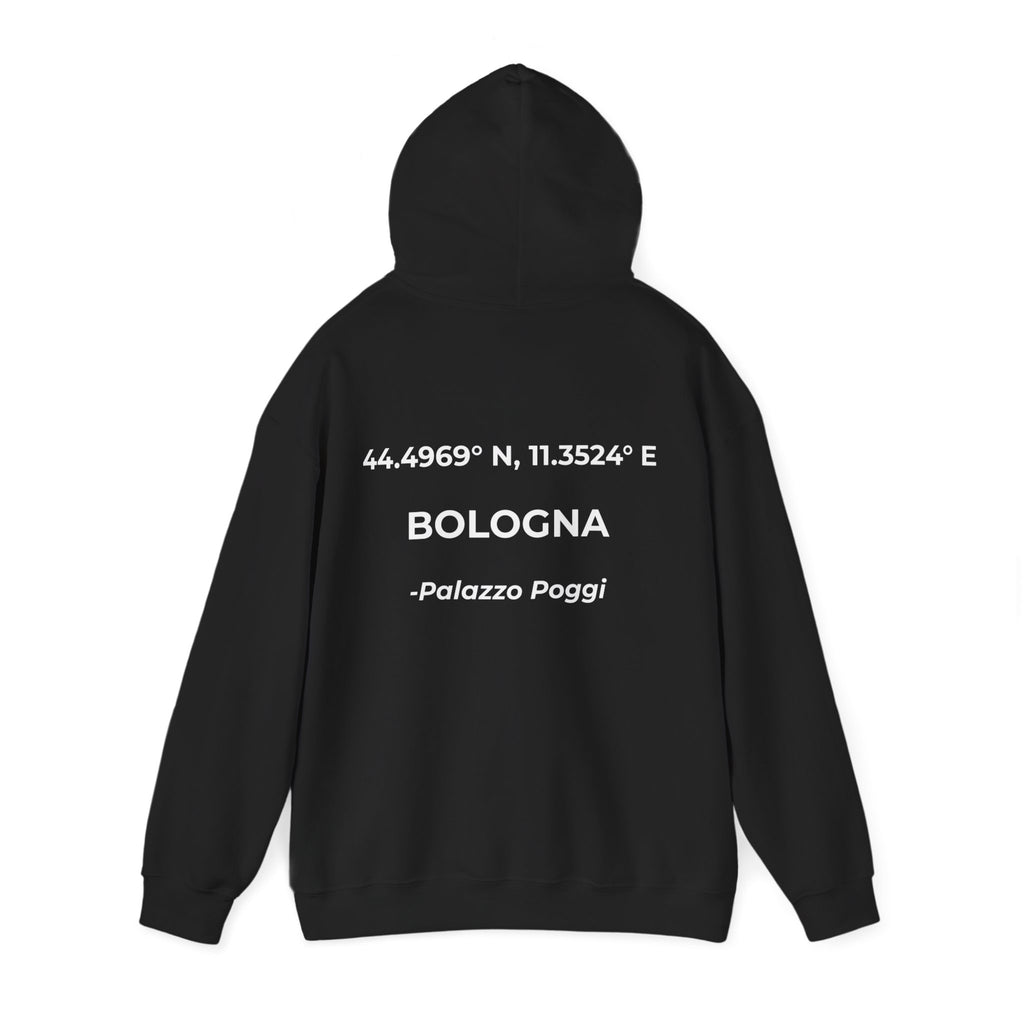 Felpa con Cappuccio Bologna Originale "RADICI" | Hoodie con Coordinate, Idea Regalo, Stile Urbano Uomo Donna