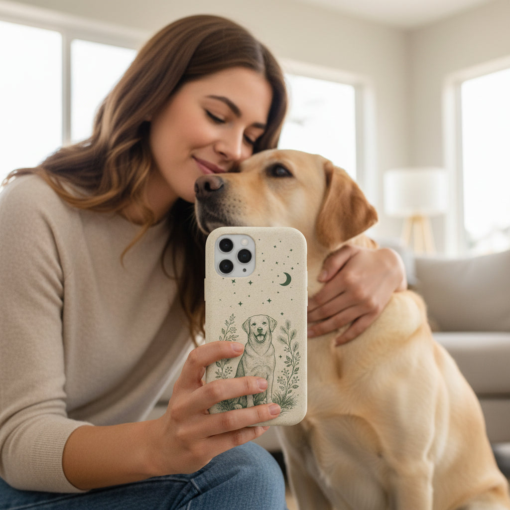 Cover iPhone Biodegradabile Labrador  – Custodia Eco in Fibra di Bambù