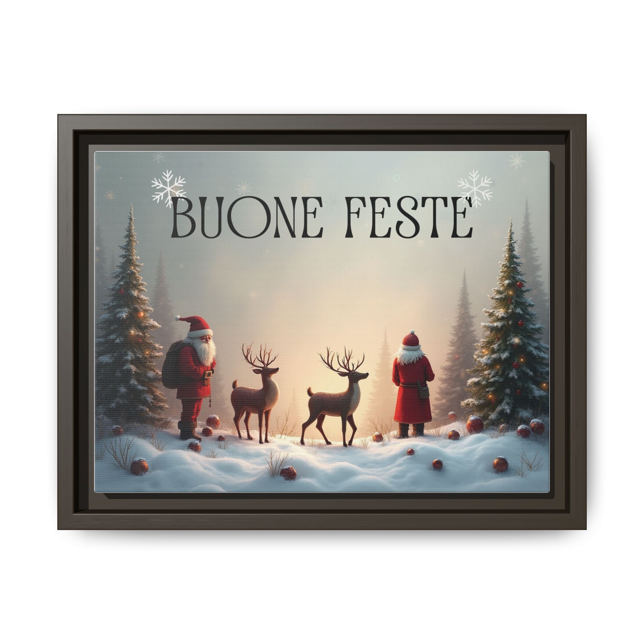 Quadro su Tela Natale Originale "Buone Feste" (Incorniciato)
