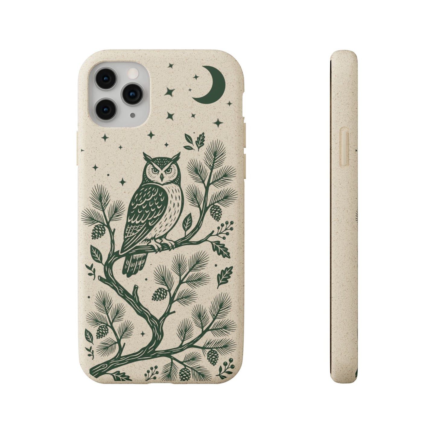 Cover Bio iphone Originale Gufo "Foresta Notturna" - Custodia Eco in Bambù & PLA