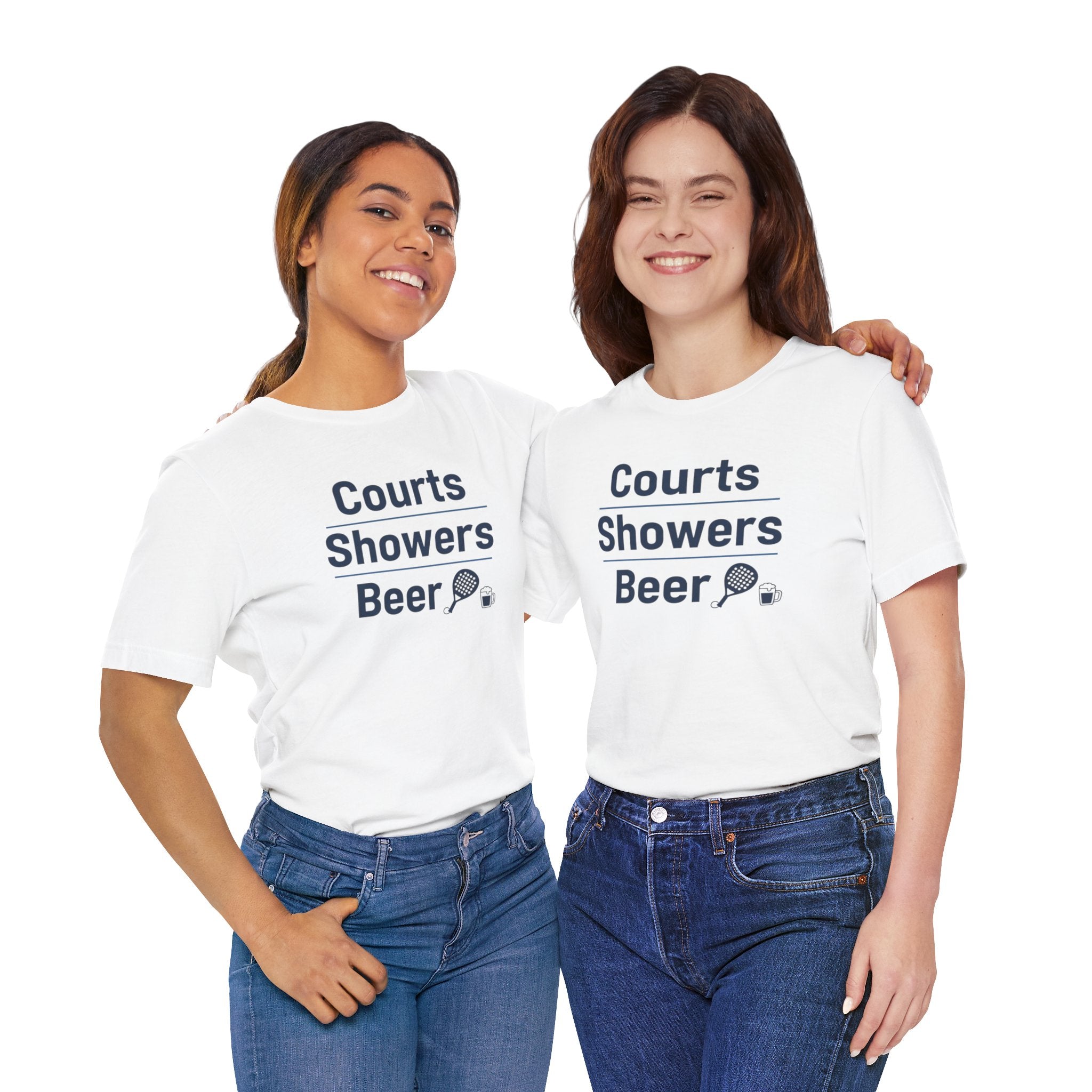 T-shirt Padel Originale "Courts Showers Beer" | Idea Regalo Padelista, Maglietta Uomo Donna