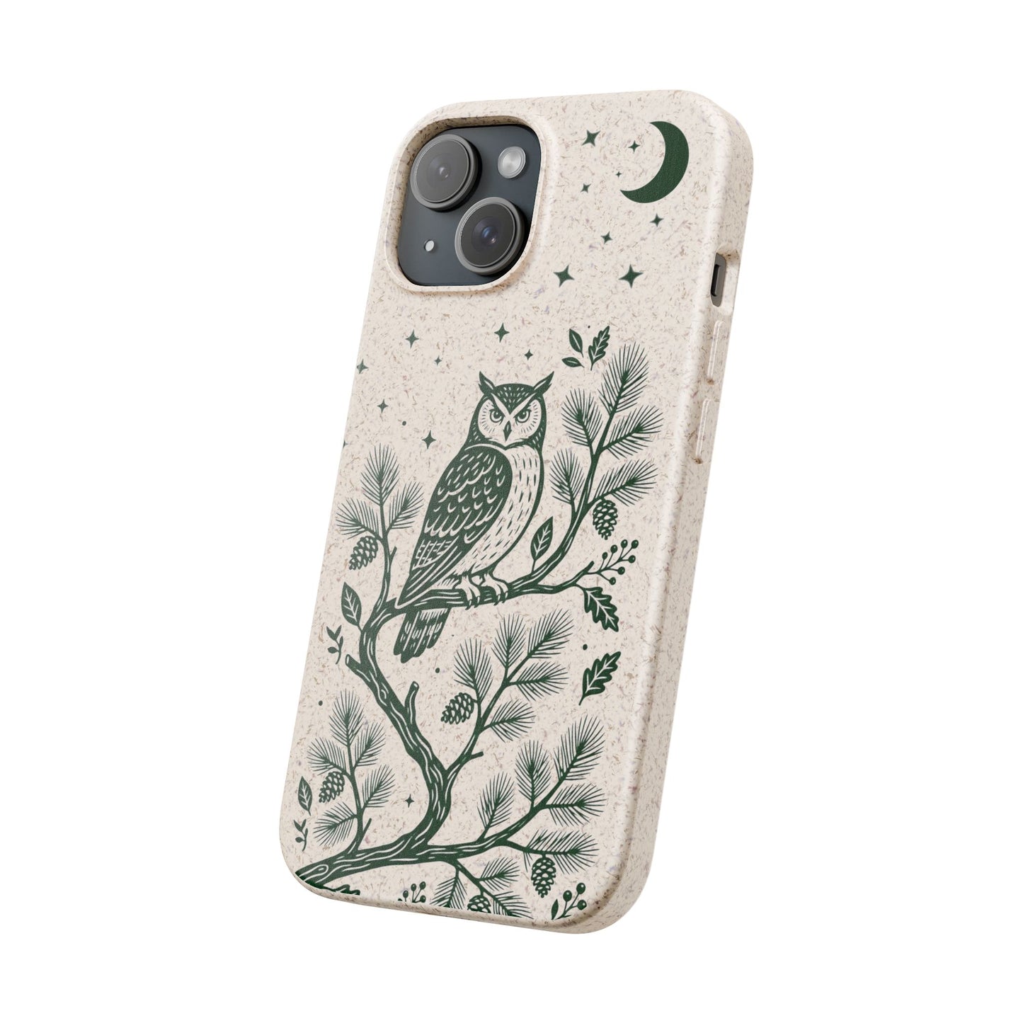 Cover Bio iphone Originale Gufo "Foresta Notturna" - Custodia Eco in Bambù & PLA