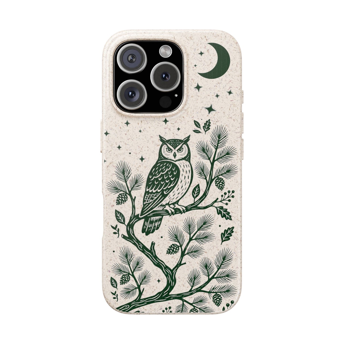 Cover Bio iphone Originale Gufo "Foresta Notturna" - Custodia Eco in Bambù & PLA
