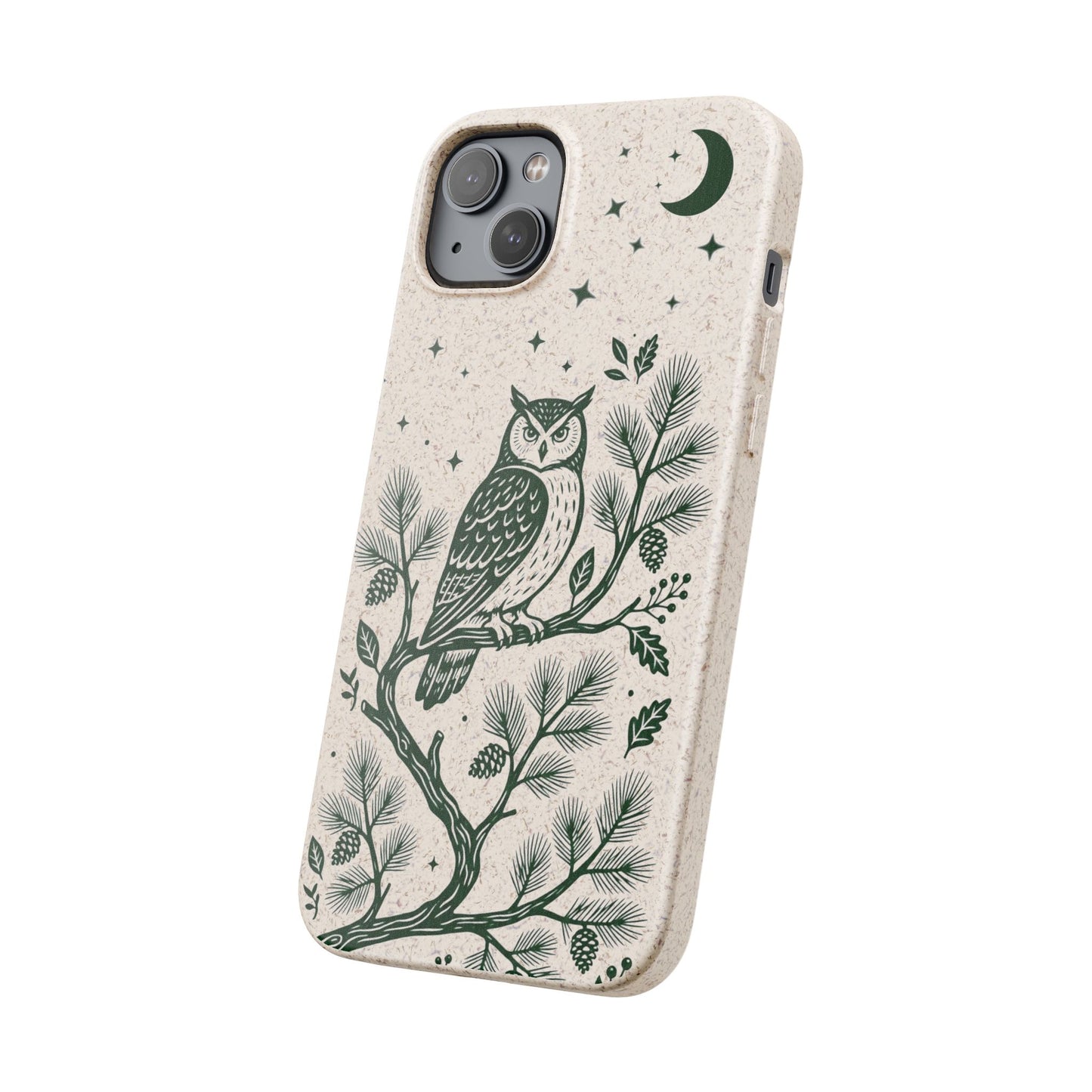 Cover Bio iphone Originale Gufo "Foresta Notturna" - Custodia Eco in Bambù & PLA