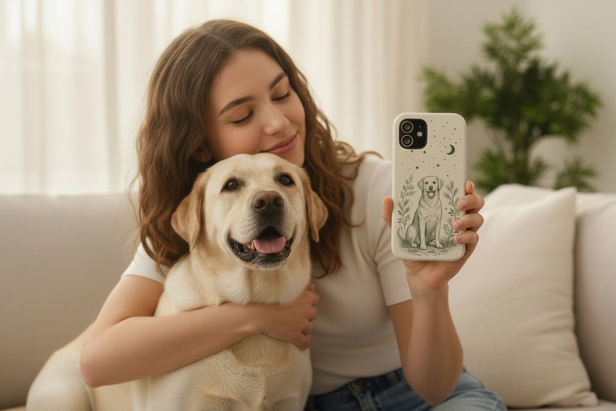 Cover iPhone Biodegradabile Labrador  – Custodia Eco in Fibra di Bambù