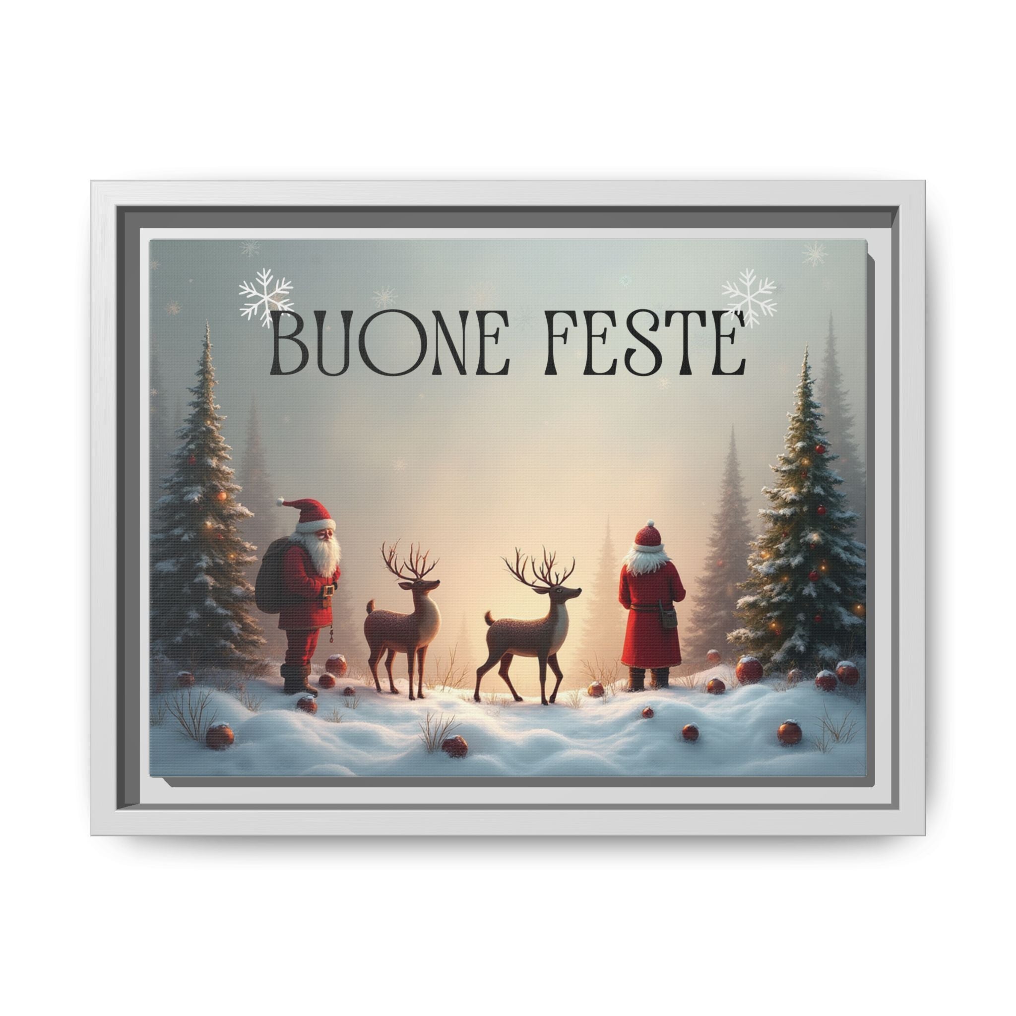Quadro su Tela Natale Originale "Buone Feste" (Incorniciato)