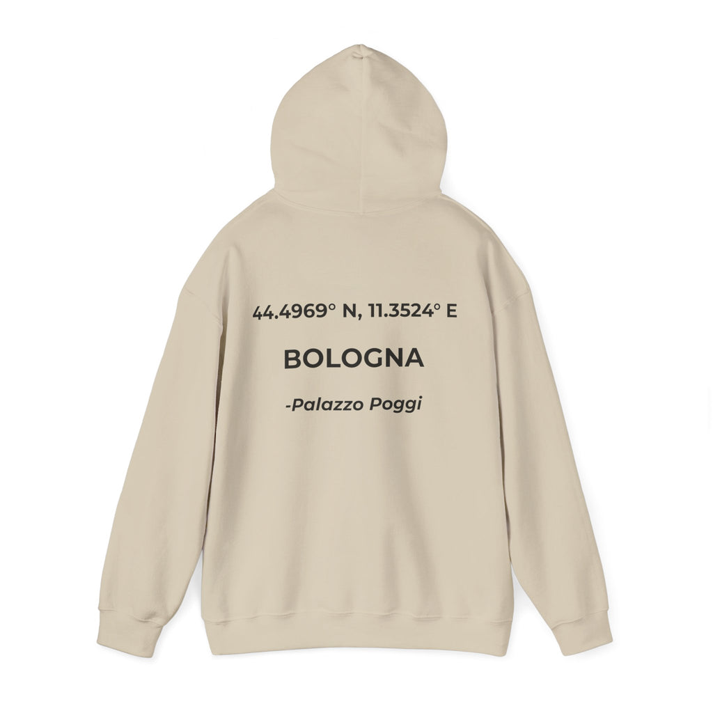 Felpa con Cappuccio Bologna Originale "RADICI" | Hoodie con Coordinate, Idea Regalo, Stile Urbano Uomo Donna