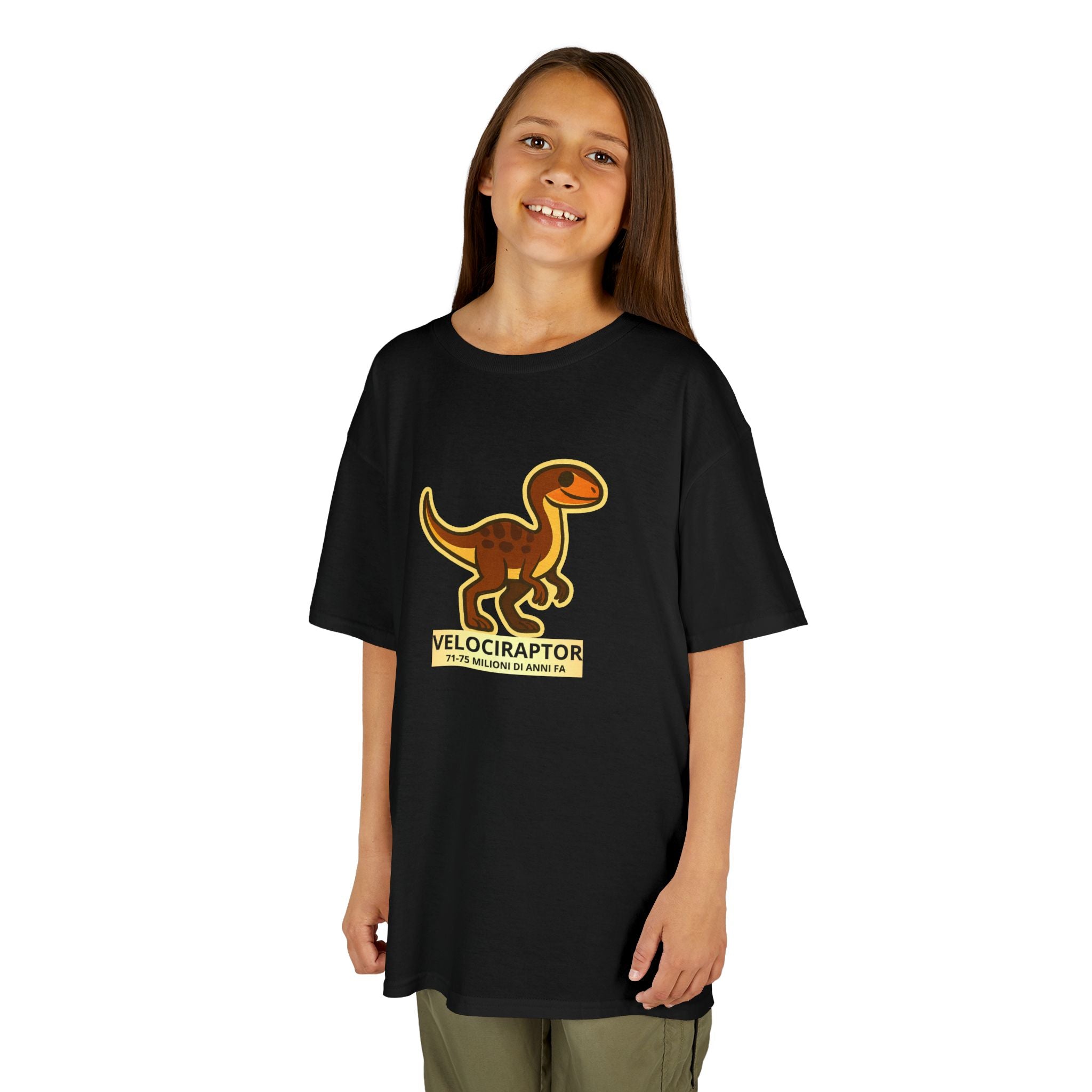 T-shirt Bambino Originale "Dino Velociraptor" | Maglietta Cotone Morbido