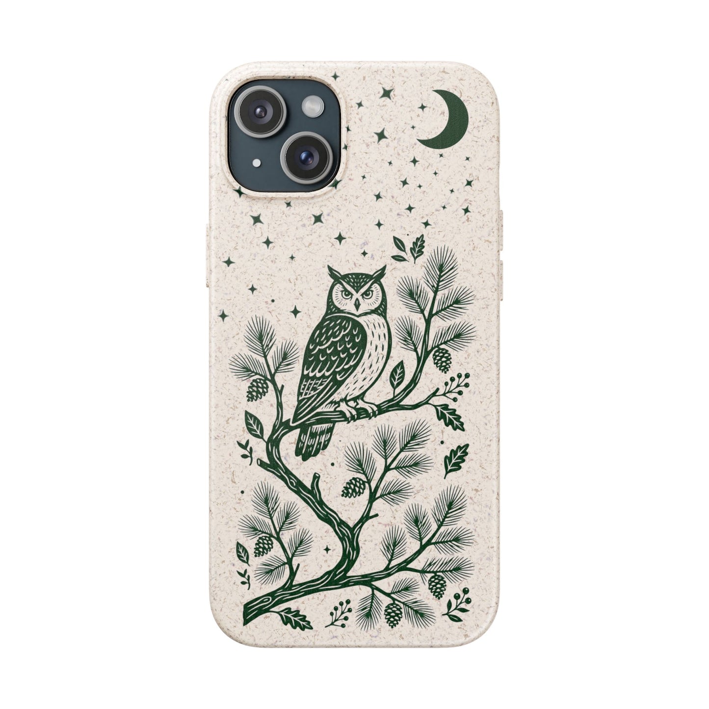 Cover Bio iphone Originale Gufo "Foresta Notturna" - Custodia Eco in Bambù & PLA