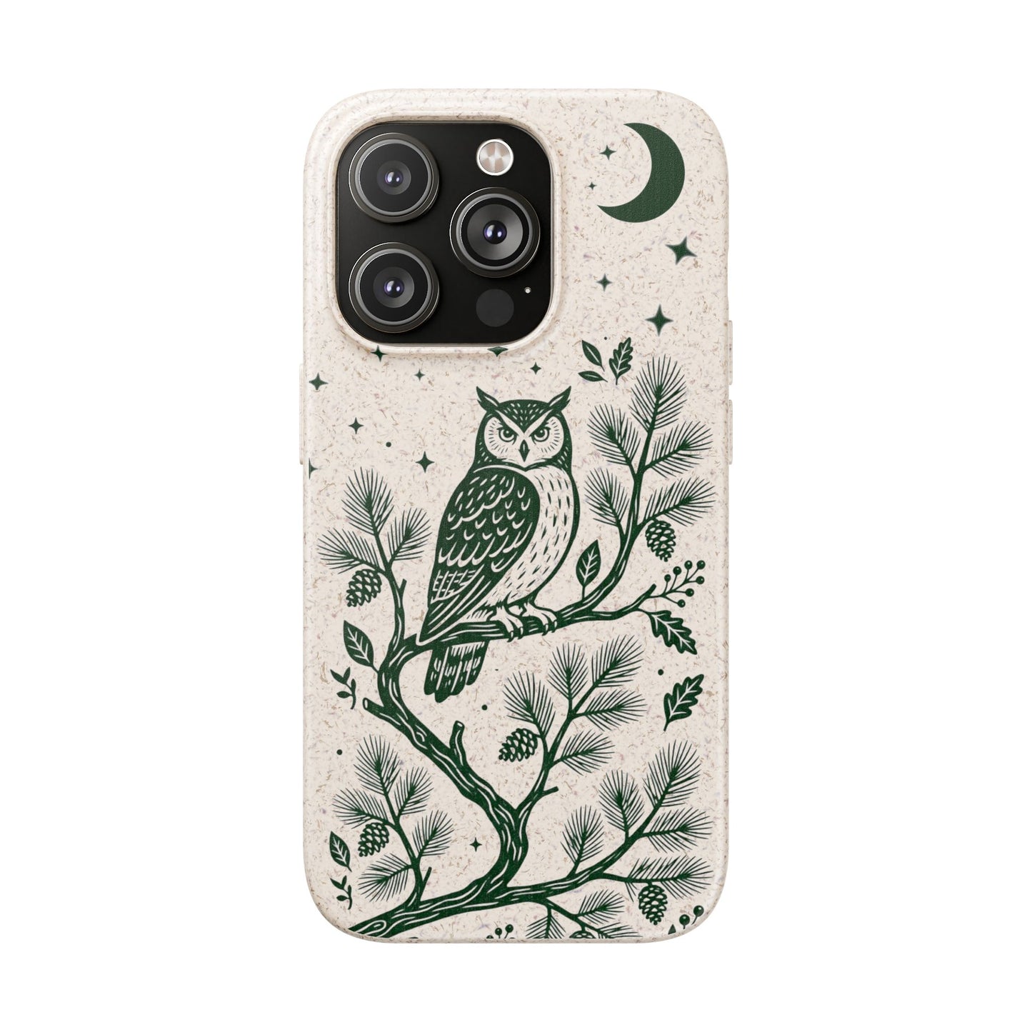 Cover Bio iphone Originale Gufo "Foresta Notturna" - Custodia Eco in Bambù & PLA