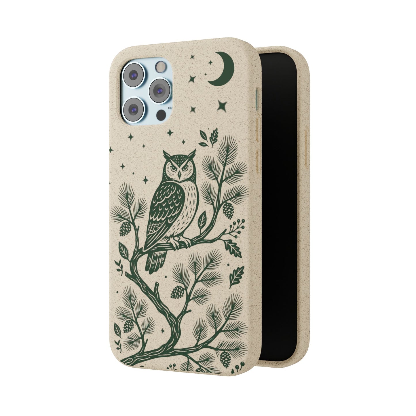 Cover Bio iphone Originale Gufo "Foresta Notturna" - Custodia Eco in Bambù & PLA