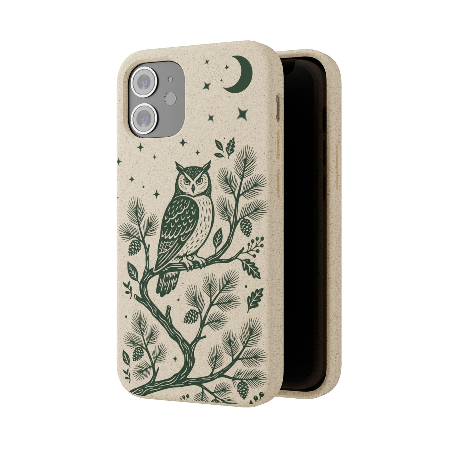 Cover Bio iphone Originale Gufo "Foresta Notturna" - Custodia Eco in Bambù & PLA