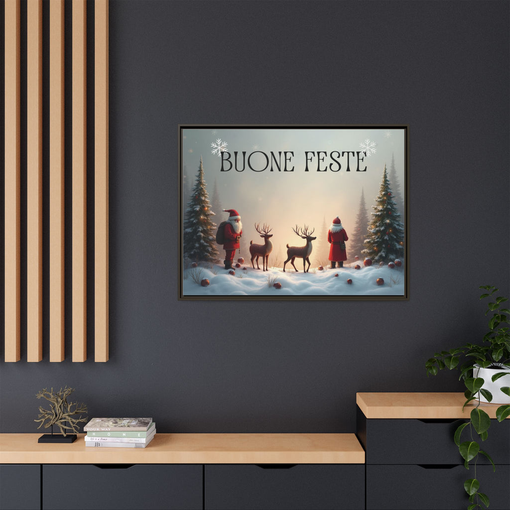 Quadro su Tela Natale Originale "Buone Feste" (Incorniciato)