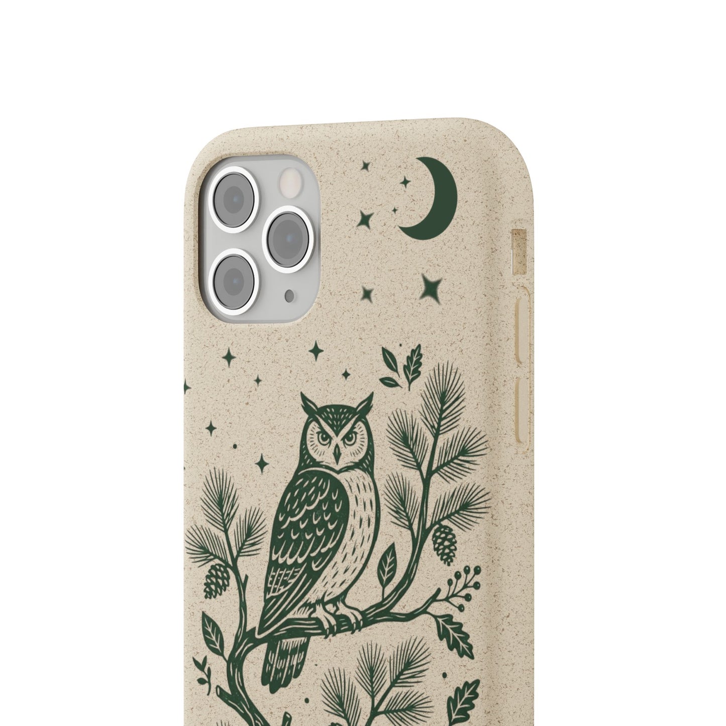 Cover Bio iphone Originale Gufo "Foresta Notturna" - Custodia Eco in Bambù & PLA