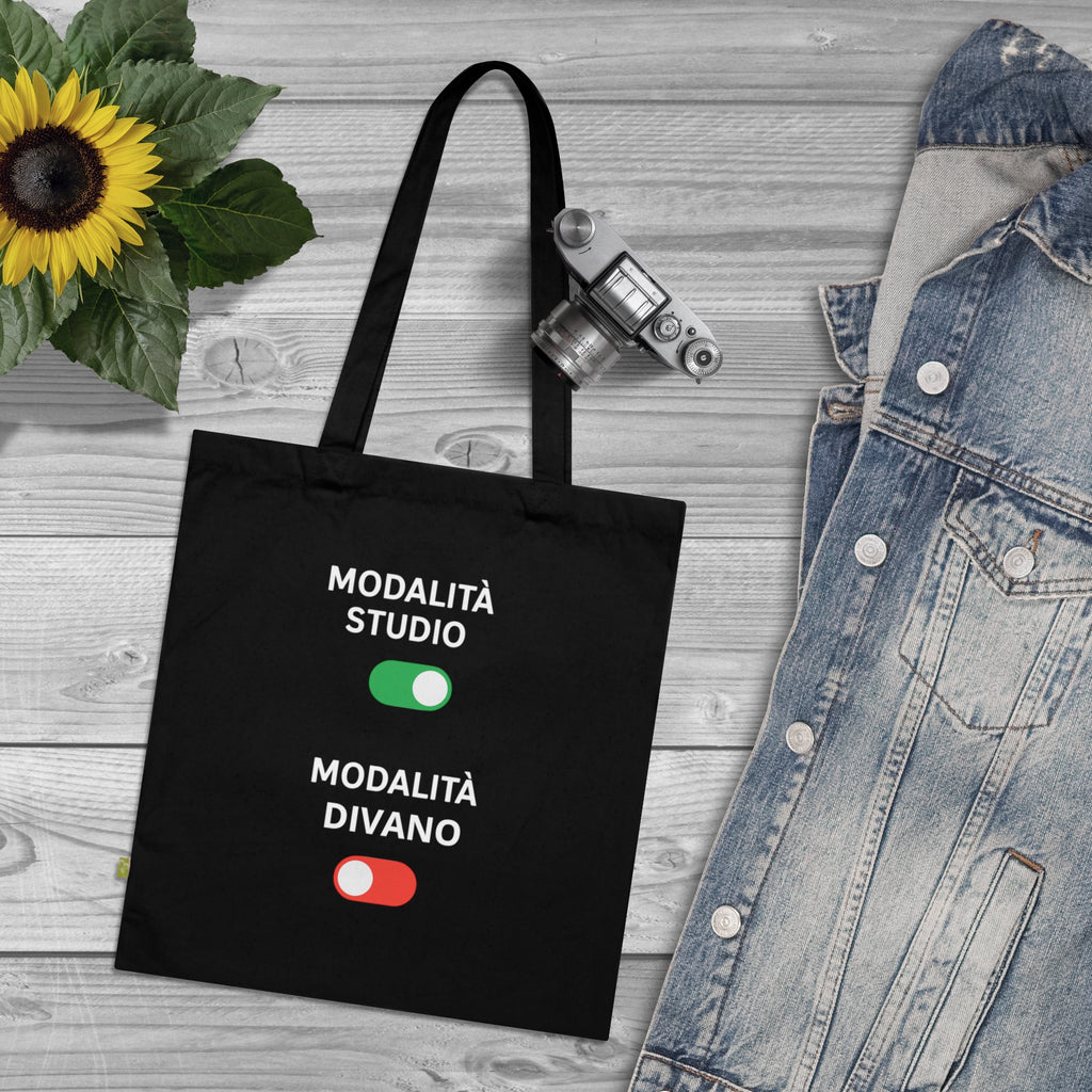 Tote Bag "Modalità Studio" - Shopper Cotone Organico Originale (Regalo Studente)
