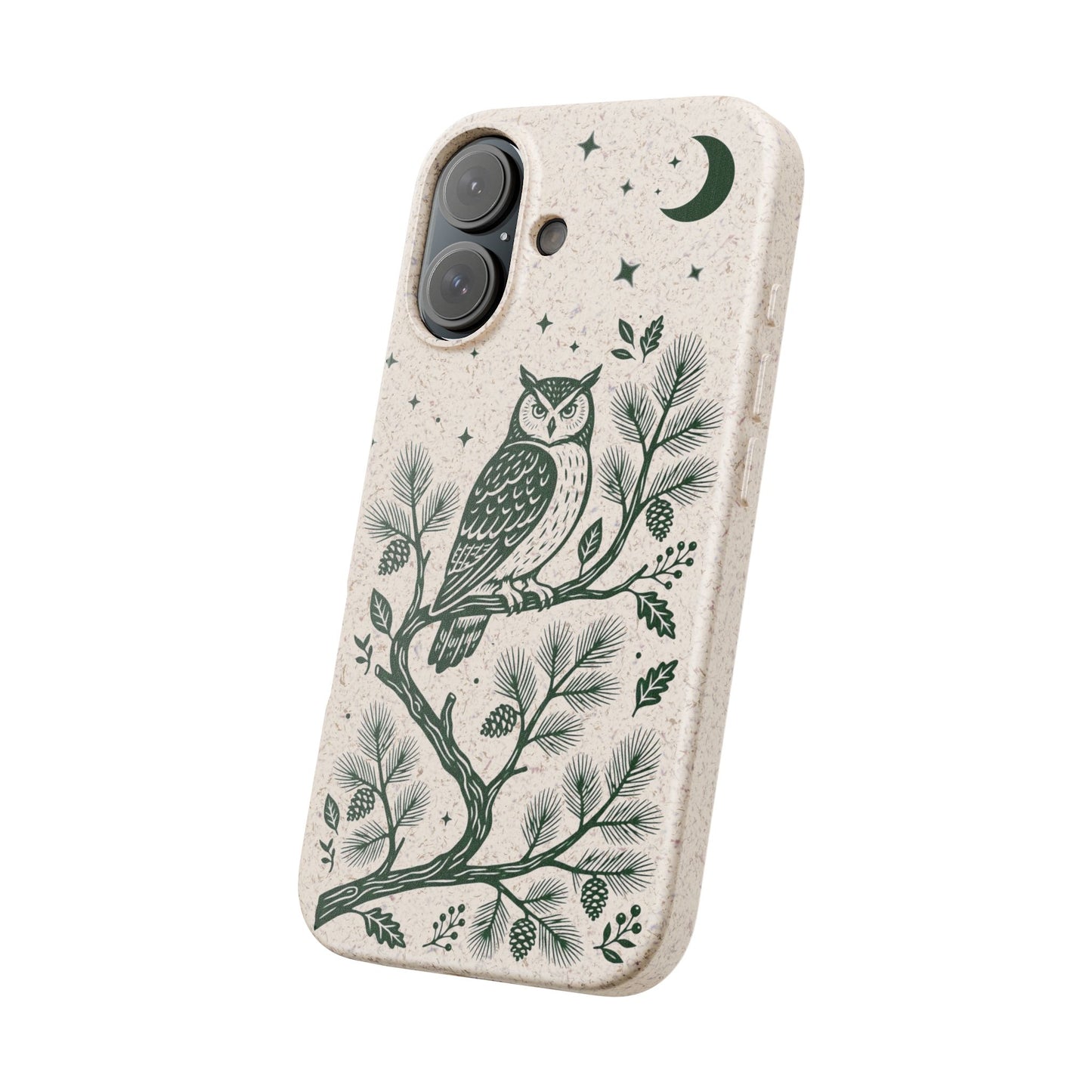 Cover Bio iphone Originale Gufo "Foresta Notturna" - Custodia Eco in Bambù & PLA