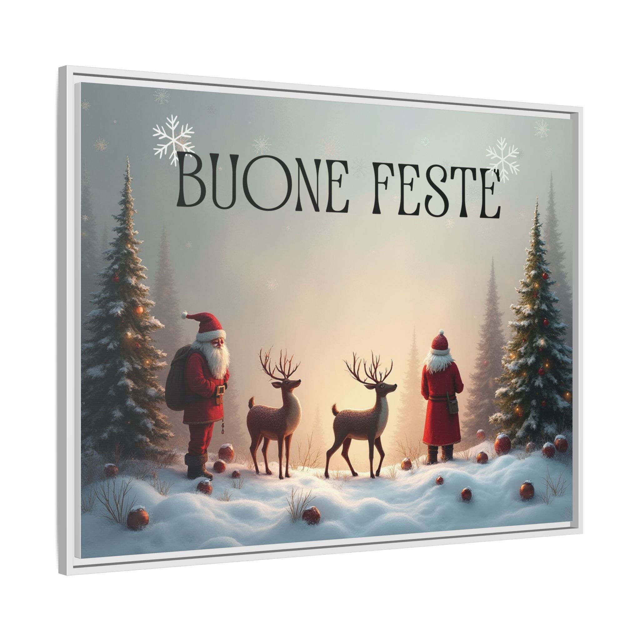 Quadro su Tela Natale Originale "Buone Feste" (Incorniciato)