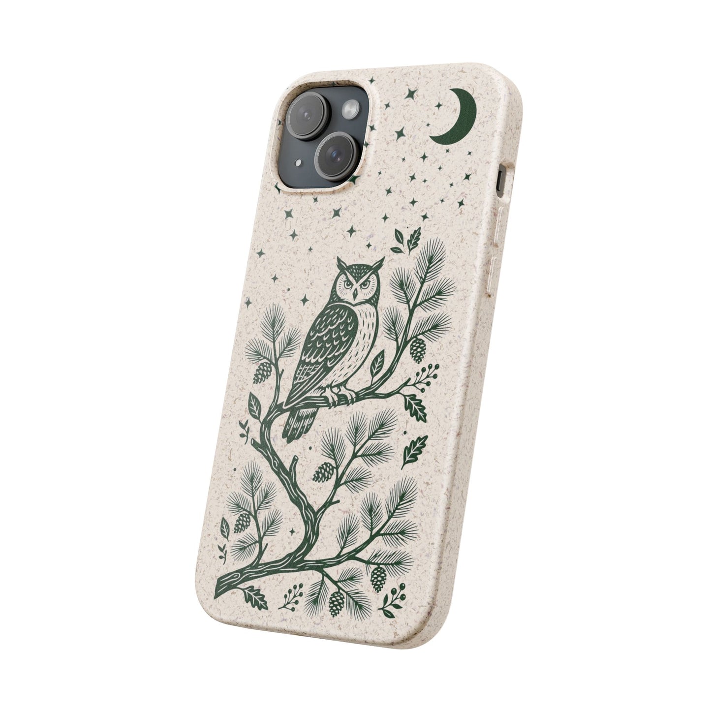 Cover Bio iphone Originale Gufo "Foresta Notturna" - Custodia Eco in Bambù & PLA