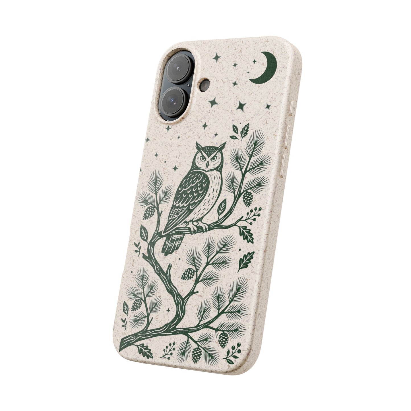 Cover Bio iphone Originale Gufo "Foresta Notturna" - Custodia Eco in Bambù & PLA