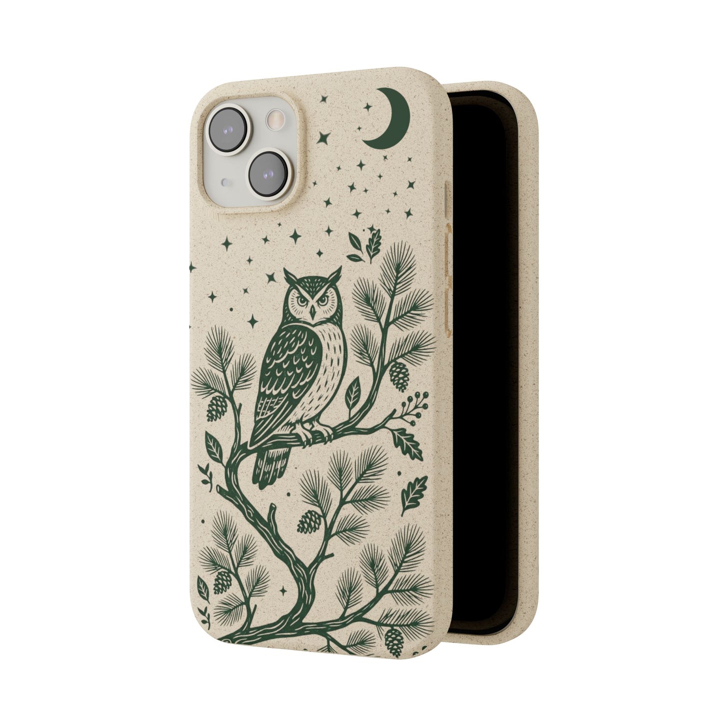 Cover Bio iphone Originale Gufo "Foresta Notturna" - Custodia Eco in Bambù & PLA