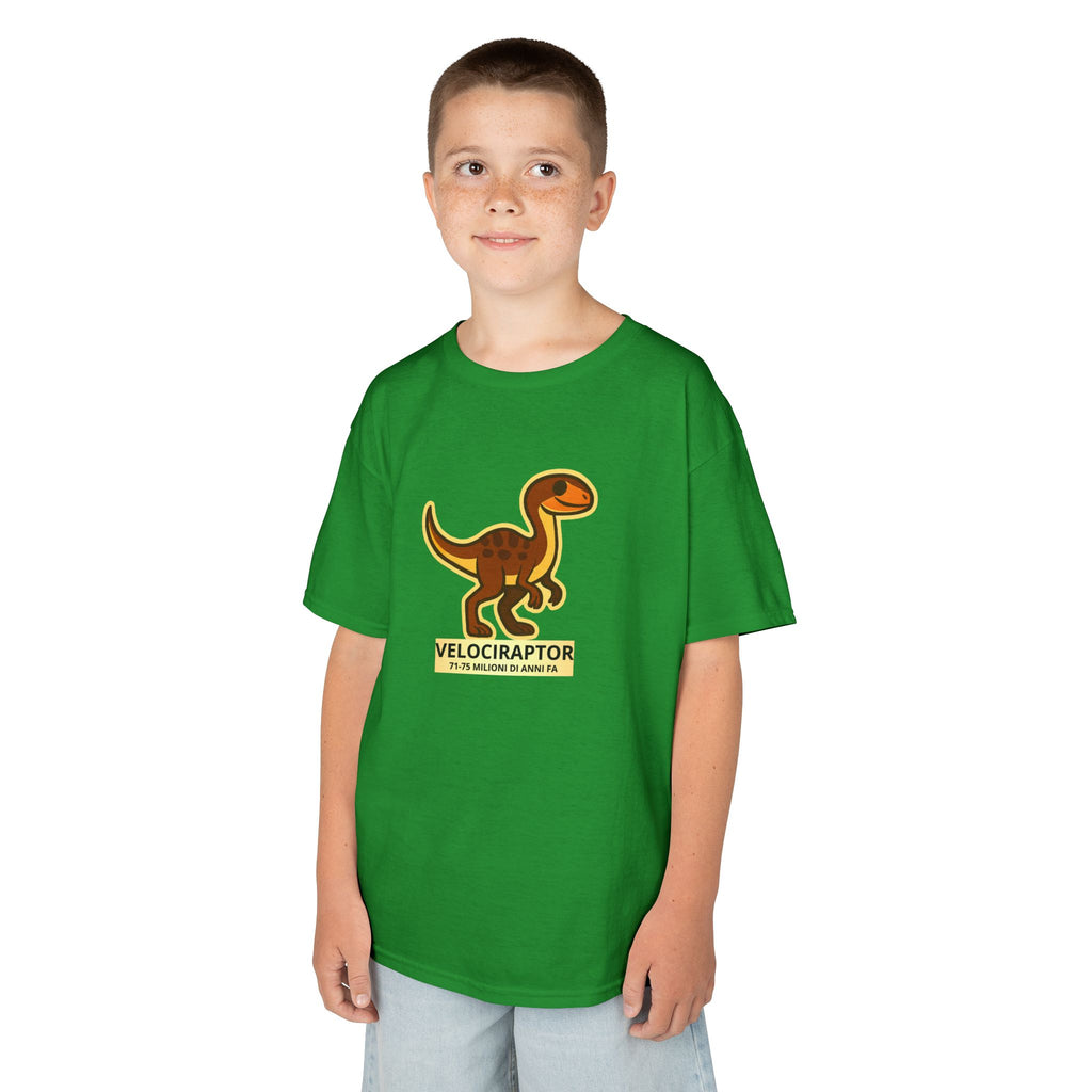 T-shirt Bambino Originale "Dino Velociraptor" | Maglietta Cotone Morbido