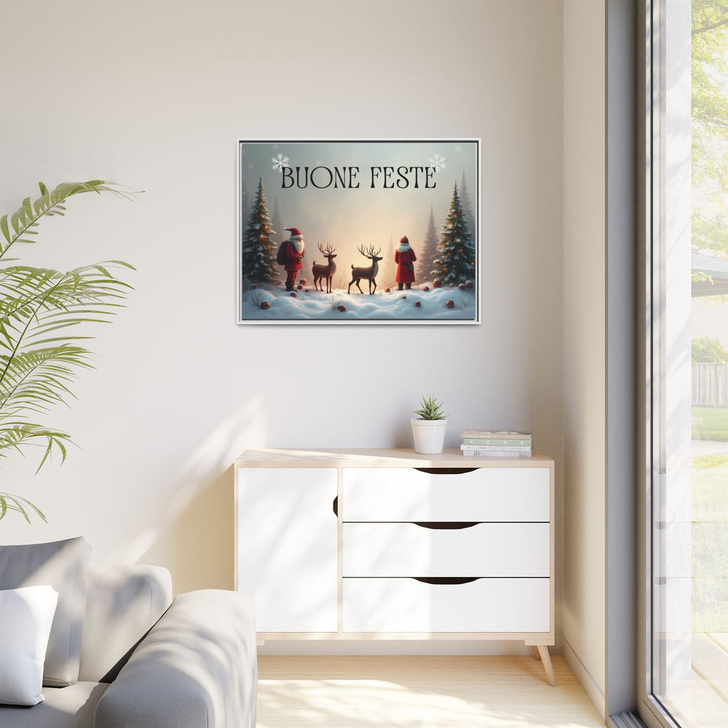 Quadro su Tela Natale Originale "Buone Feste" (Incorniciato)