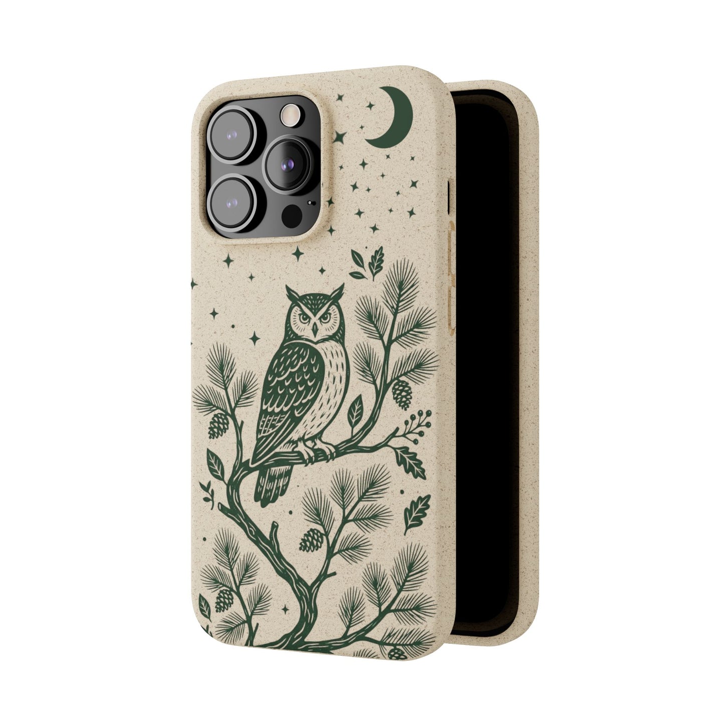 Cover Bio iphone Originale Gufo "Foresta Notturna" - Custodia Eco in Bambù & PLA