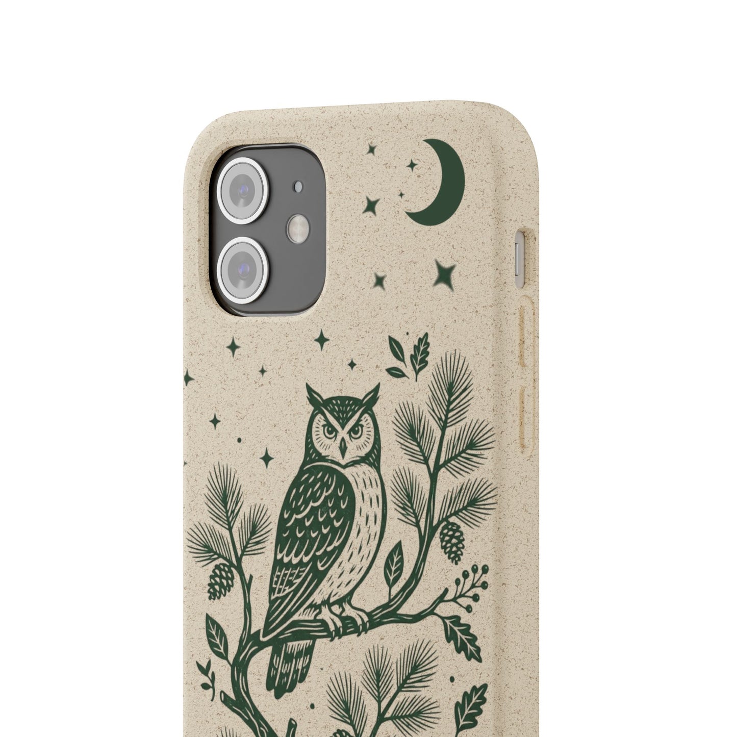Cover Bio iphone Originale Gufo "Foresta Notturna" - Custodia Eco in Bambù & PLA