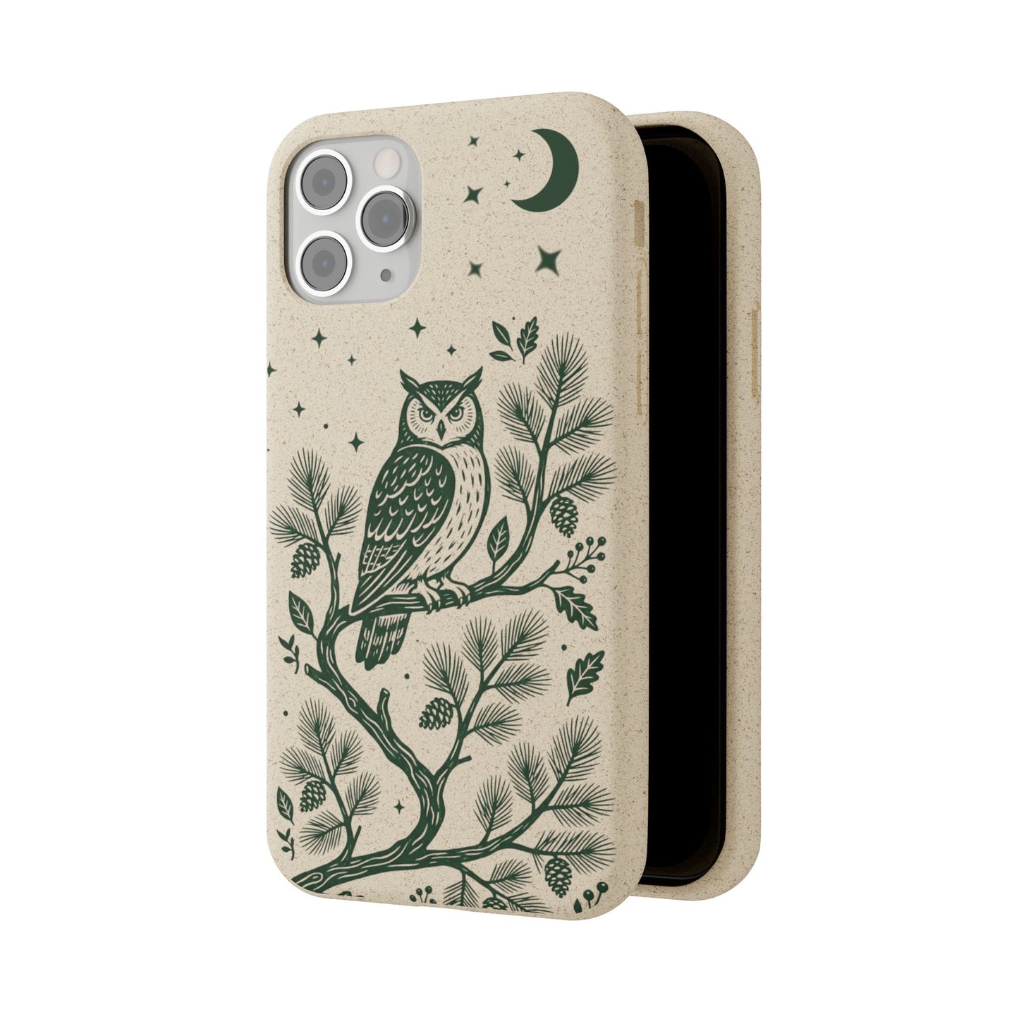 Cover Bio iphone Originale Gufo "Foresta Notturna" - Custodia Eco in Bambù & PLA