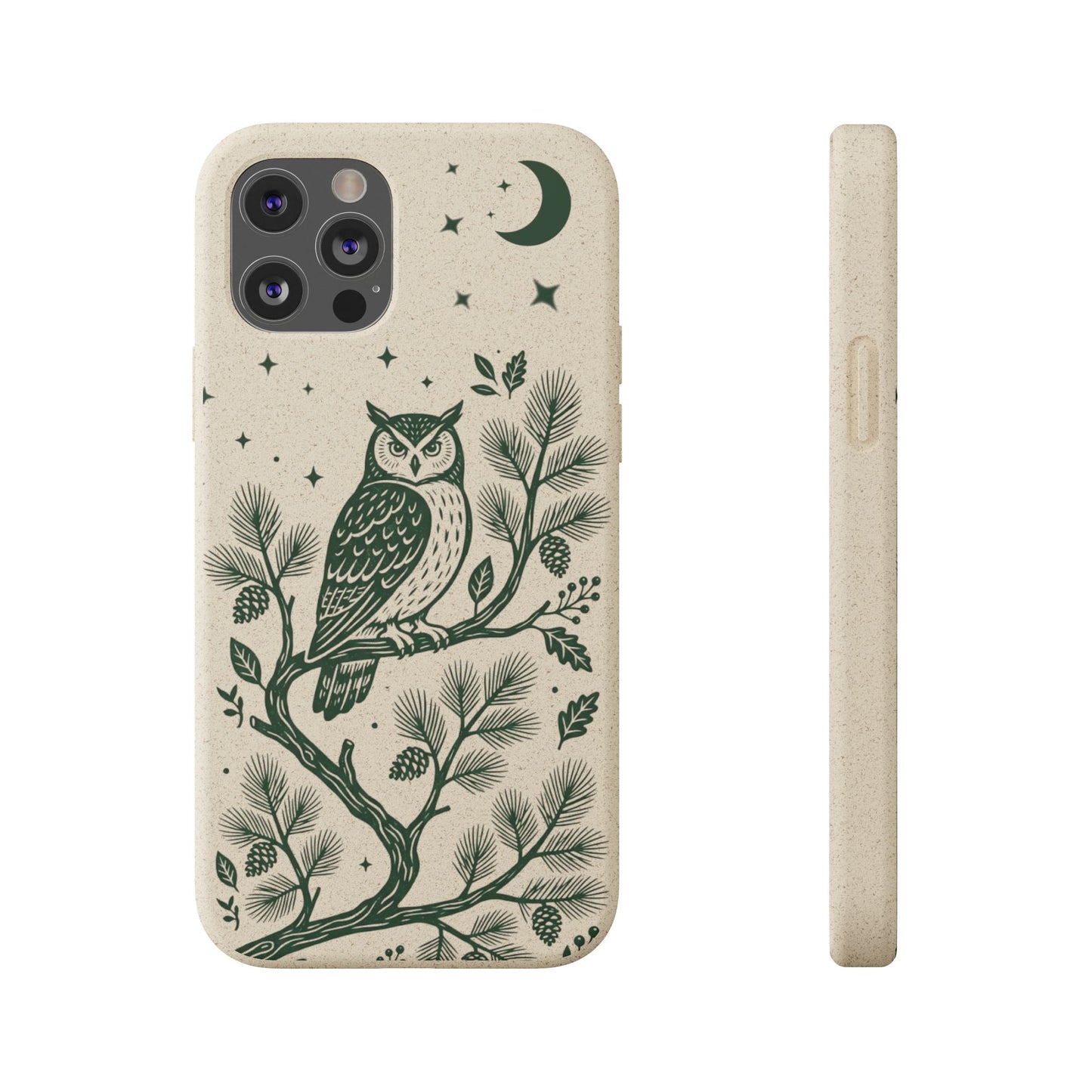 Cover Bio iphone Originale Gufo "Foresta Notturna" - Custodia Eco in Bambù & PLA