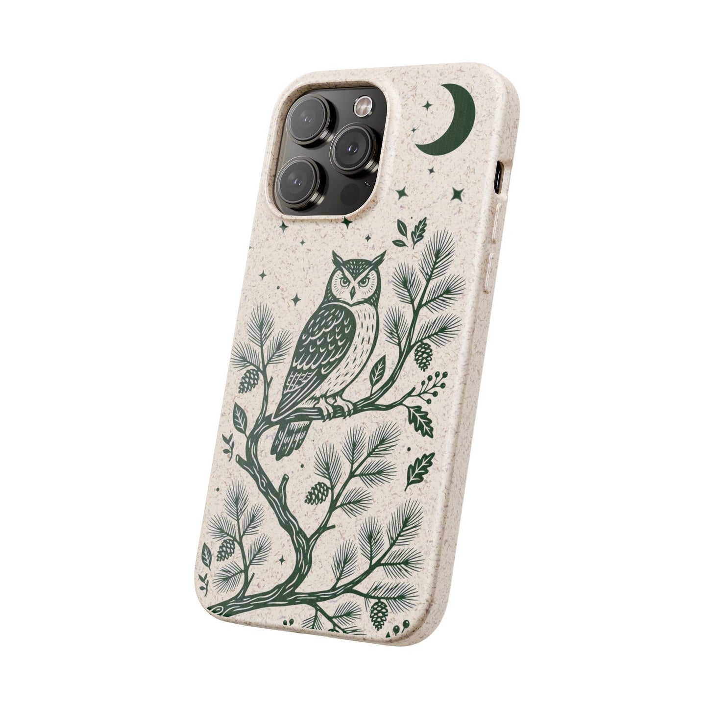 Cover Bio iphone Originale Gufo "Foresta Notturna" - Custodia Eco in Bambù & PLA