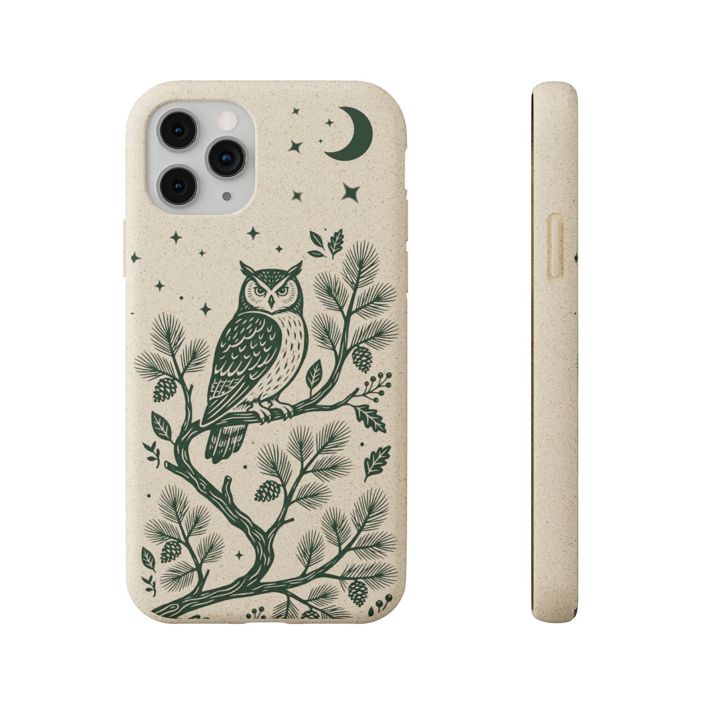 Cover Bio iphone Originale Gufo "Foresta Notturna" - Custodia Eco in Bambù & PLA