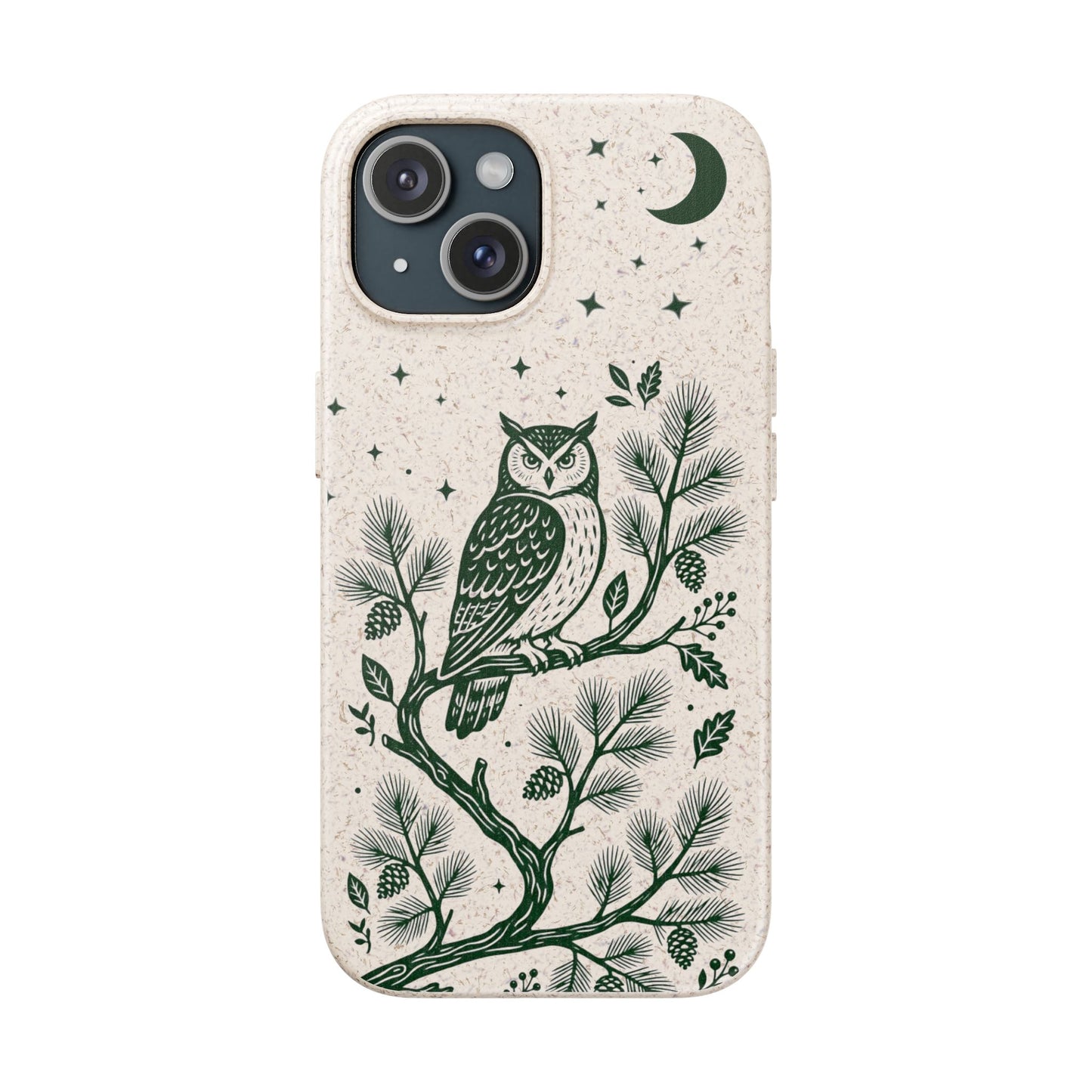 Cover Bio iphone Originale Gufo "Foresta Notturna" - Custodia Eco in Bambù & PLA