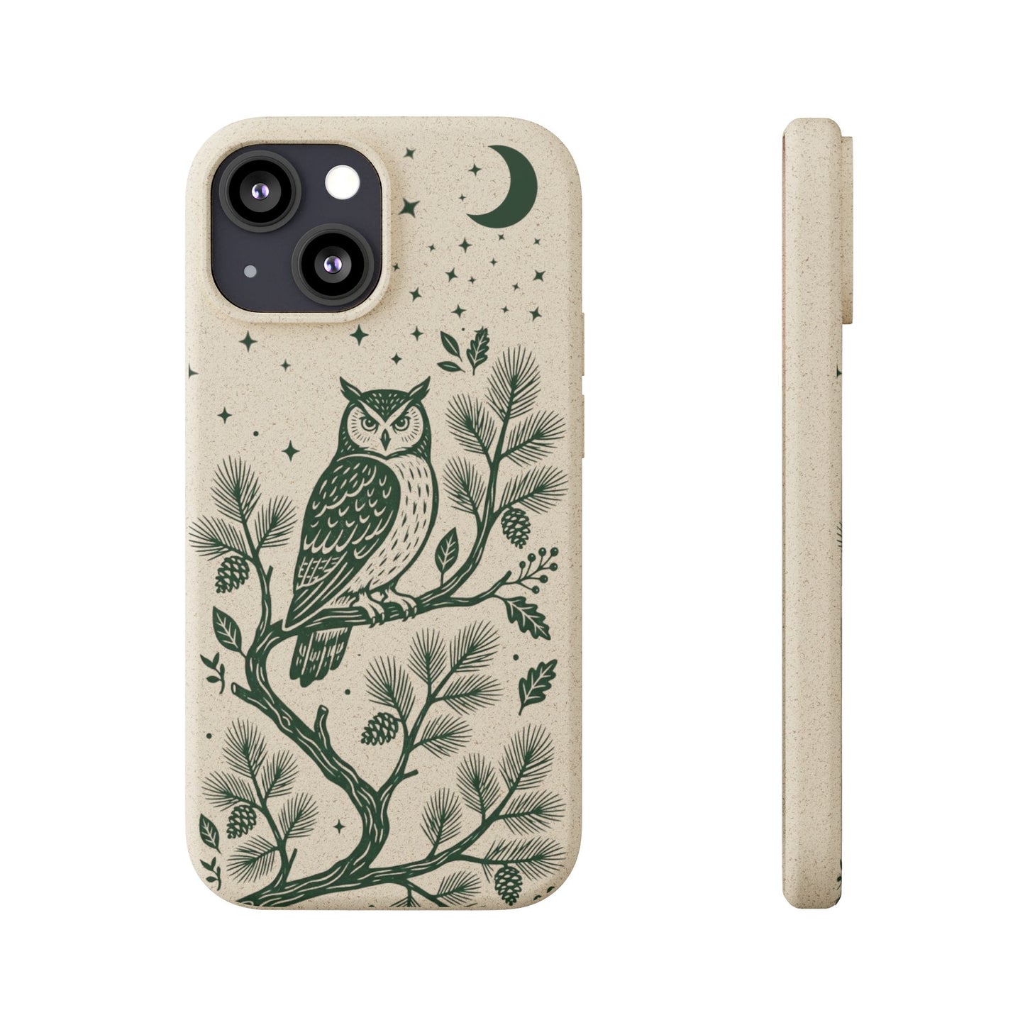 Cover Bio iphone Originale Gufo "Foresta Notturna" - Custodia Eco in Bambù & PLA