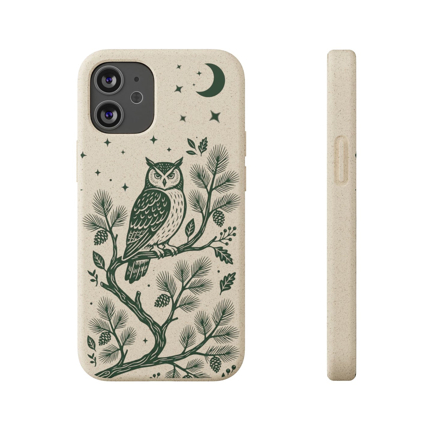 Cover Bio iphone Originale Gufo "Foresta Notturna" - Custodia Eco in Bambù & PLA