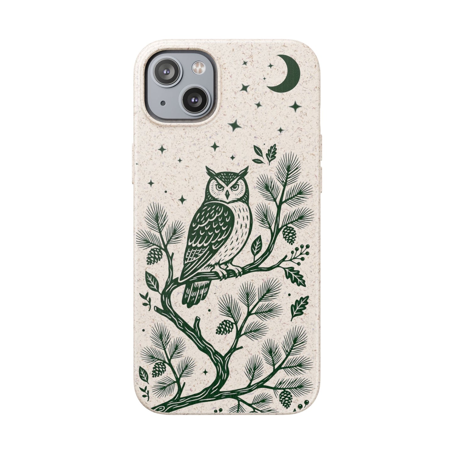 Cover Bio iphone Originale Gufo "Foresta Notturna" - Custodia Eco in Bambù & PLA