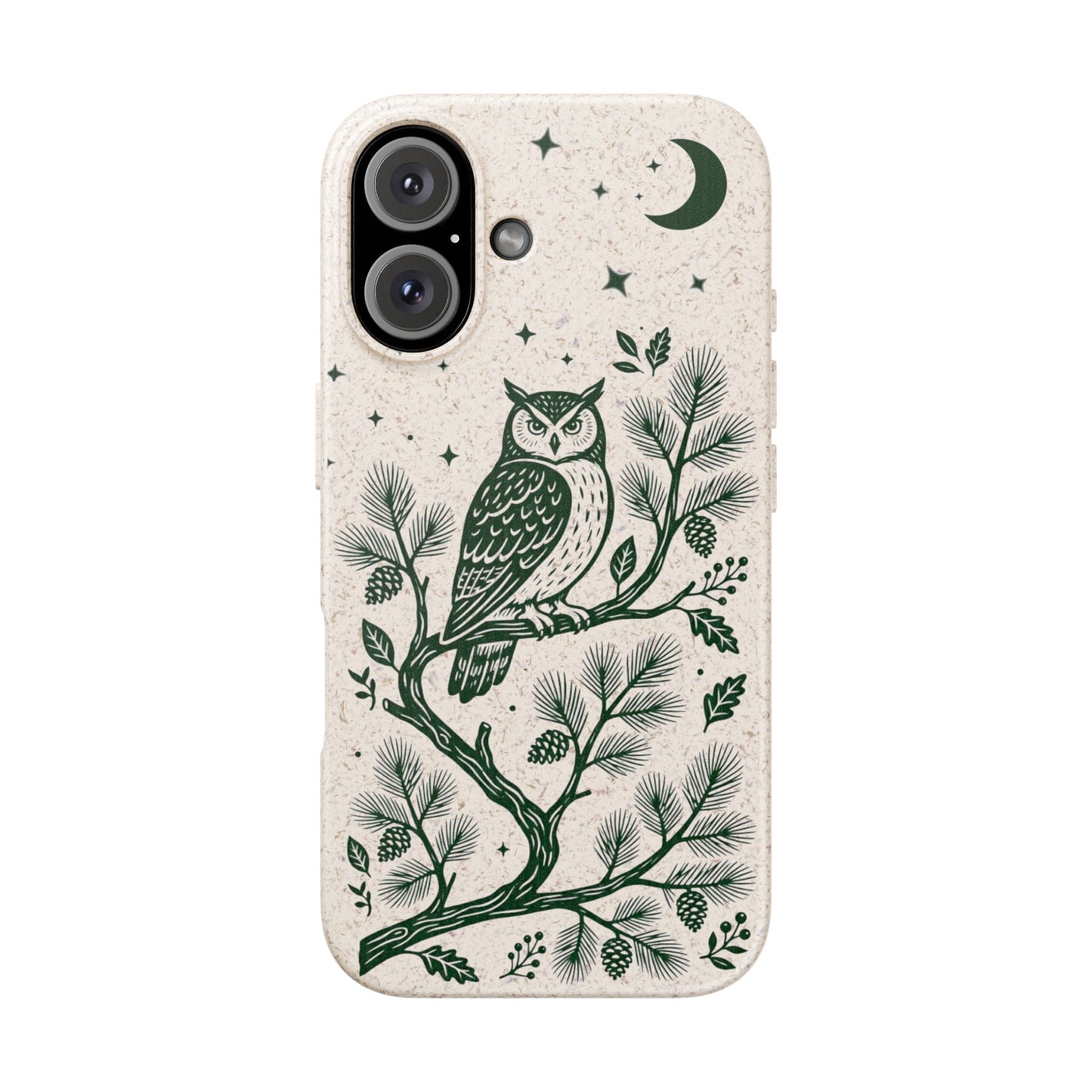 Cover Bio iphone Originale Gufo "Foresta Notturna" - Custodia Eco in Bambù & PLA