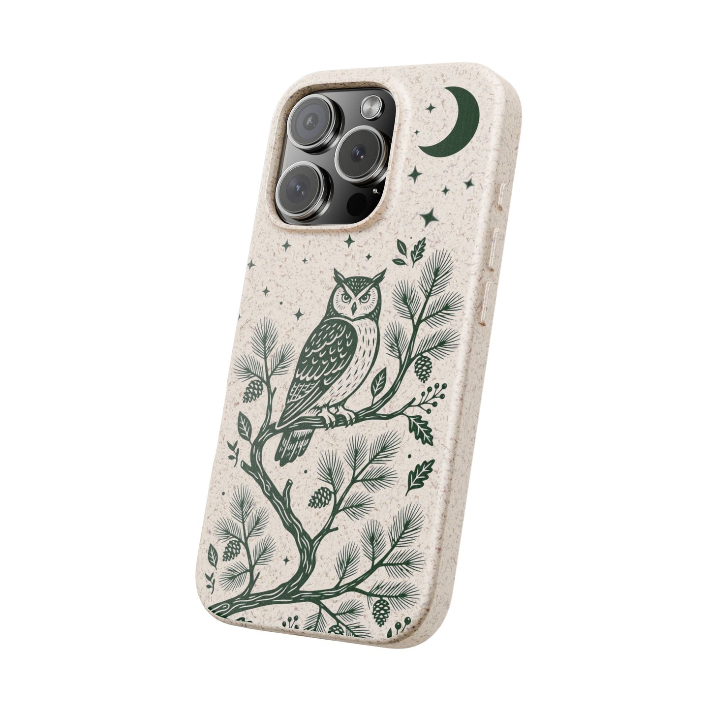 Cover Bio iphone Originale Gufo "Foresta Notturna" - Custodia Eco in Bambù & PLA